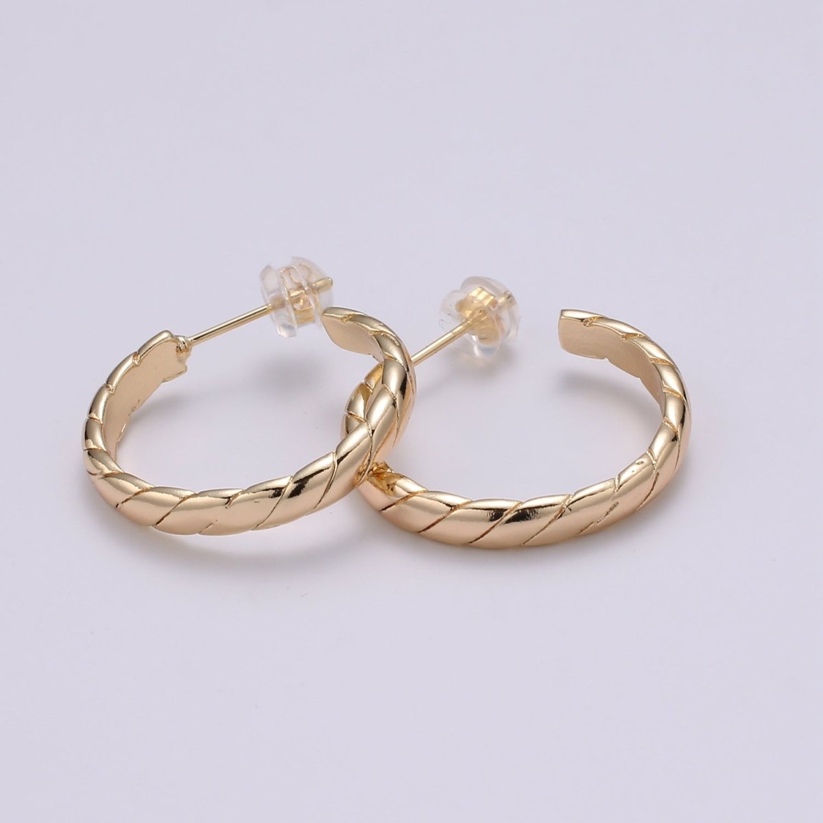 1pair Thin Scaled Circle Huggies Earrings, Plain Gold Filled Geometric Round Shape Casual/Formal Daily Wear Earring Jewelry Q-415 - DLUXCA