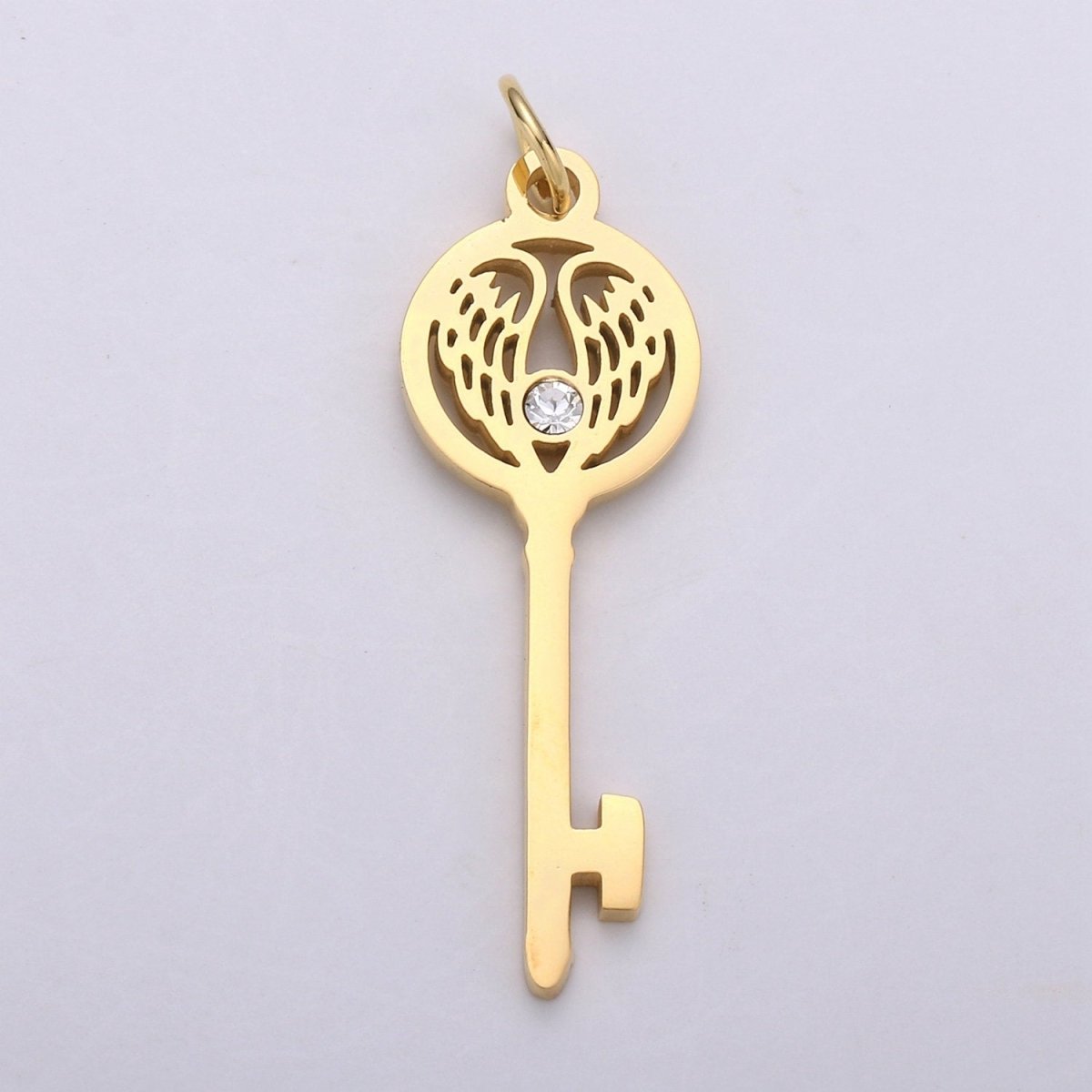 1pc 14k Gold Filled Key Pendant Charm, Dainty Wing Key Pendant Charm, Gold Filled Key Pendant, For DIY Jewelry Making Supply E-695 - DLUXCA