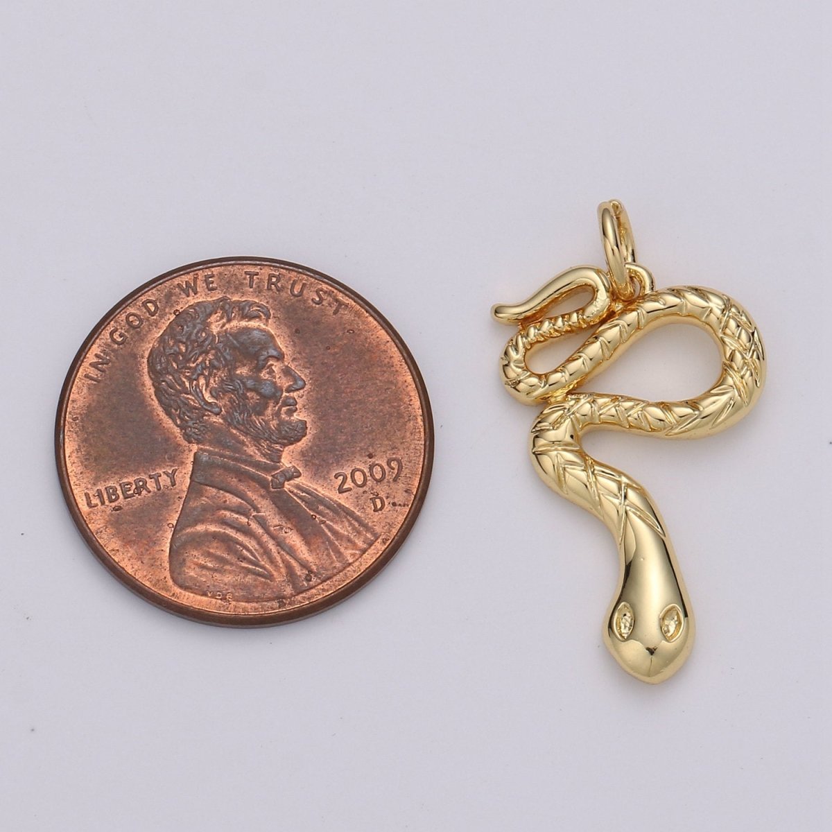 1pc 14k Gold Filled Snake Charm, Gold Snake Pendant Charm, Gold Filled Charm, For Serpent Animal Venom DIY Jewelry, D-411 - DLUXCA