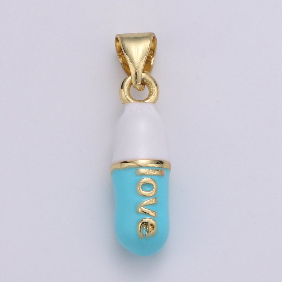 1pc 23x6mm Wholesale Enamel "Love" Pill Pendant Charm, Gold Plated Frame, Pendant for Necklace Bracelet Anklet Making - DLUXCA