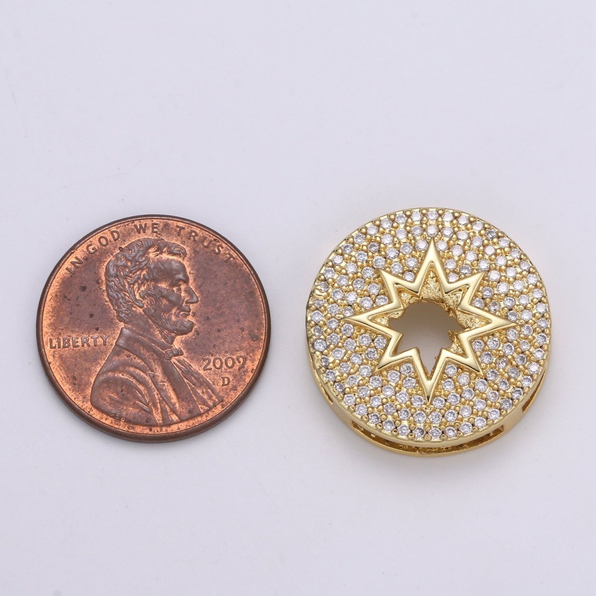 1pc 24K Gold Cardinal Spacer Beads, for DIY Star Beads Pave Charm Bracelet Compass Bead Size 19.9x4.6mm Hole 3.5mm B401 - DLUXCA