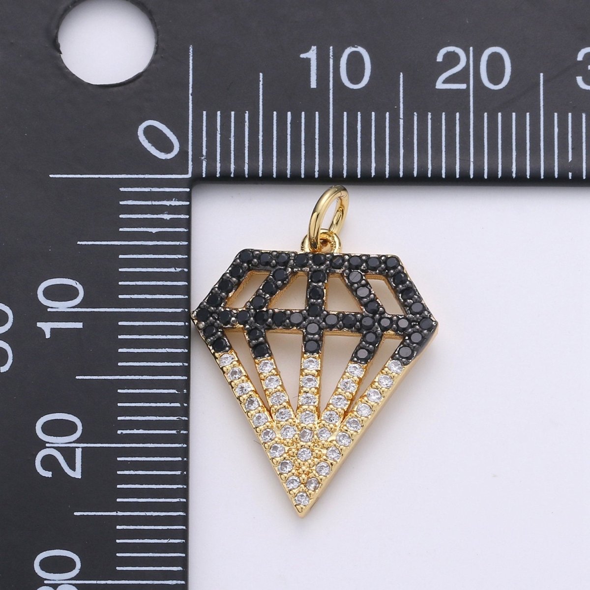 1pc 24k Gold Filled Micro Pave CZ Diamond Shape Pendant Charm, Geometric Micro Pave CZ Pendant Charm, For DIY Jewelry D-273 - DLUXCA