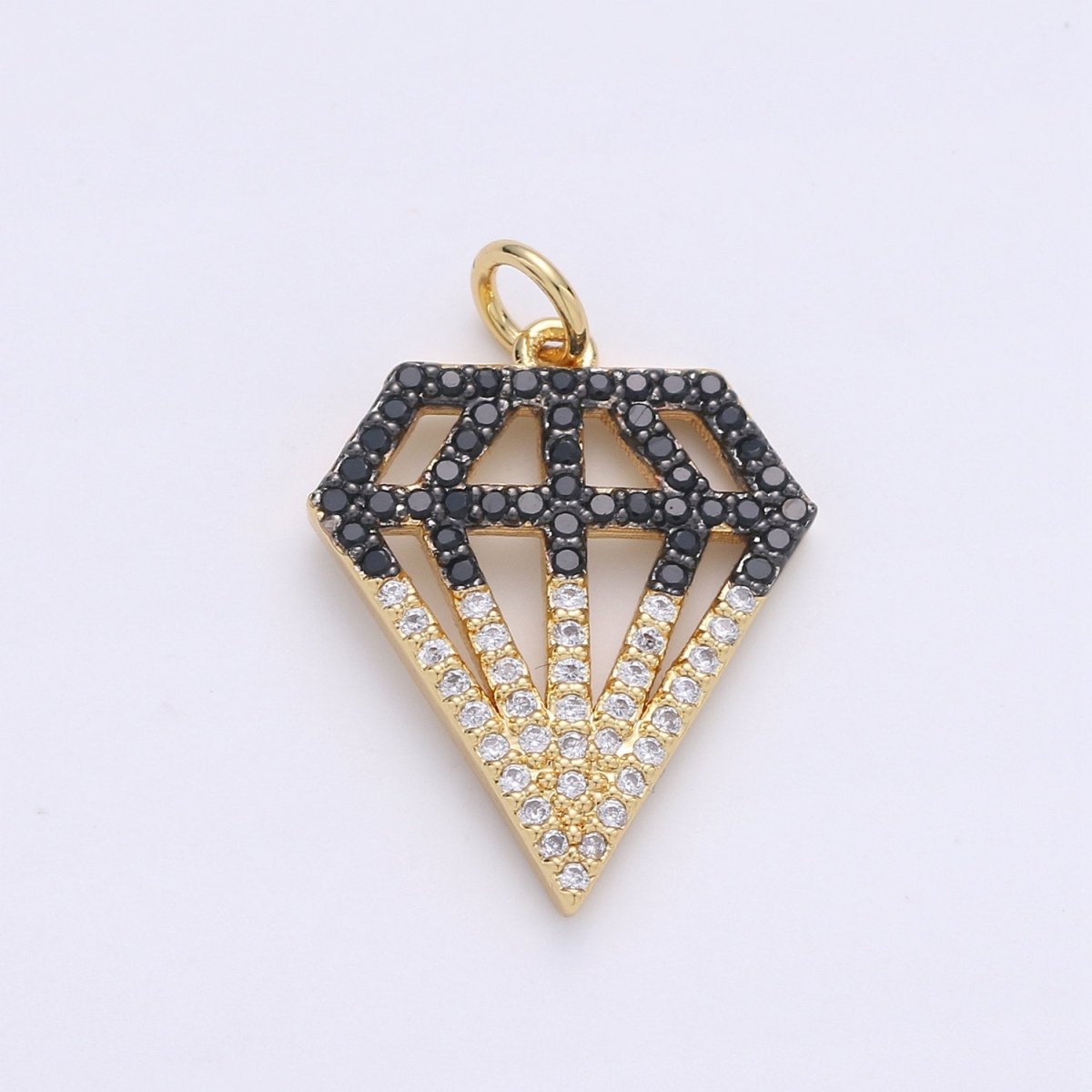1pc 24k Gold Filled Micro Pave CZ Diamond Shape Pendant Charm, Geometric Micro Pave CZ Pendant Charm, For DIY Jewelry D-273 - DLUXCA