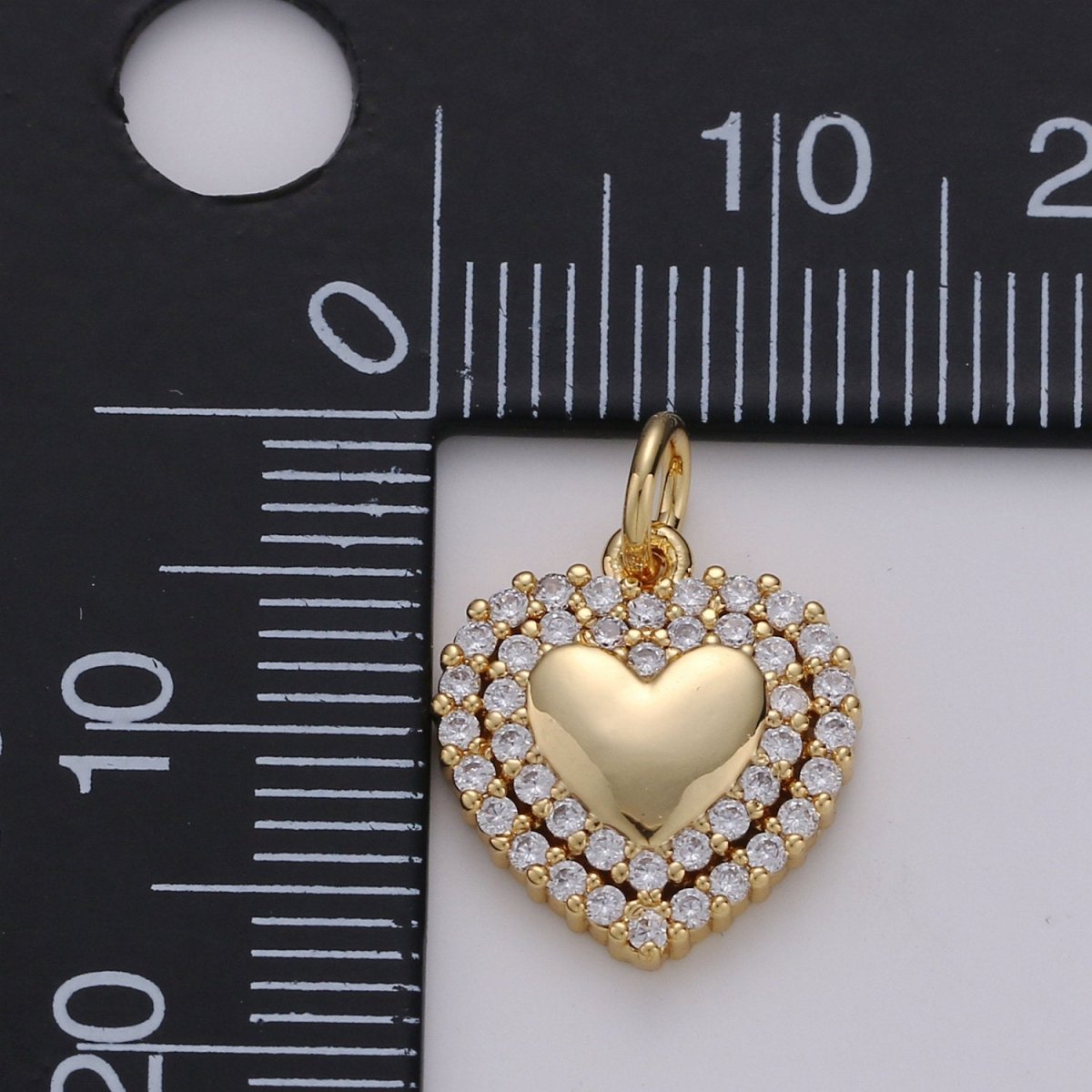 1pc 24k Gold Filled Micro Pave CZ Heart Pendant Charm, Love Micro Pave CZ Pendant Charm, For DIY Jewelry D-433 - DLUXCA