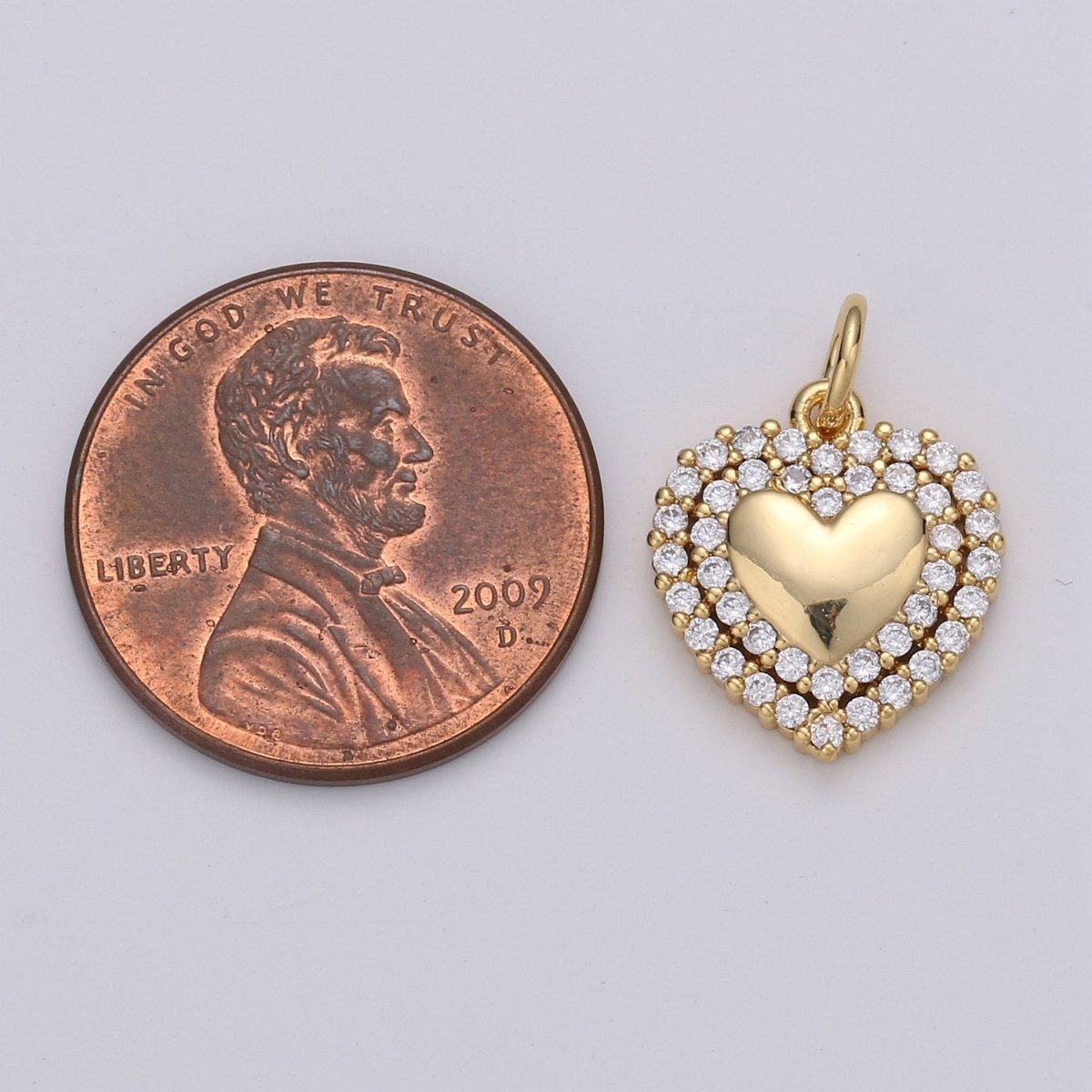 1pc 24k Gold Filled Micro Pave CZ Heart Pendant Charm, Love Micro Pave CZ Pendant Charm, For DIY Jewelry D-433 - DLUXCA