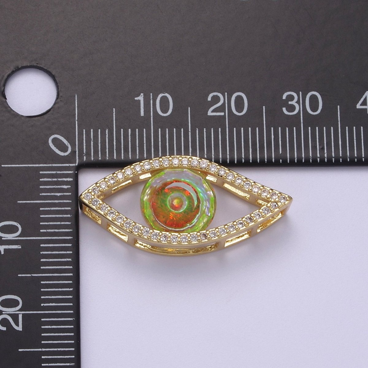 1pc 24K Gold Filled Micropave CZ Legendary Evil Eye Lucky Charm Protection Amulet DIY Cubic Zirconia Bracelet Charm Bead Finding Connector For Jewelry Making - B-147, B-149, B-151 - DLUXCA