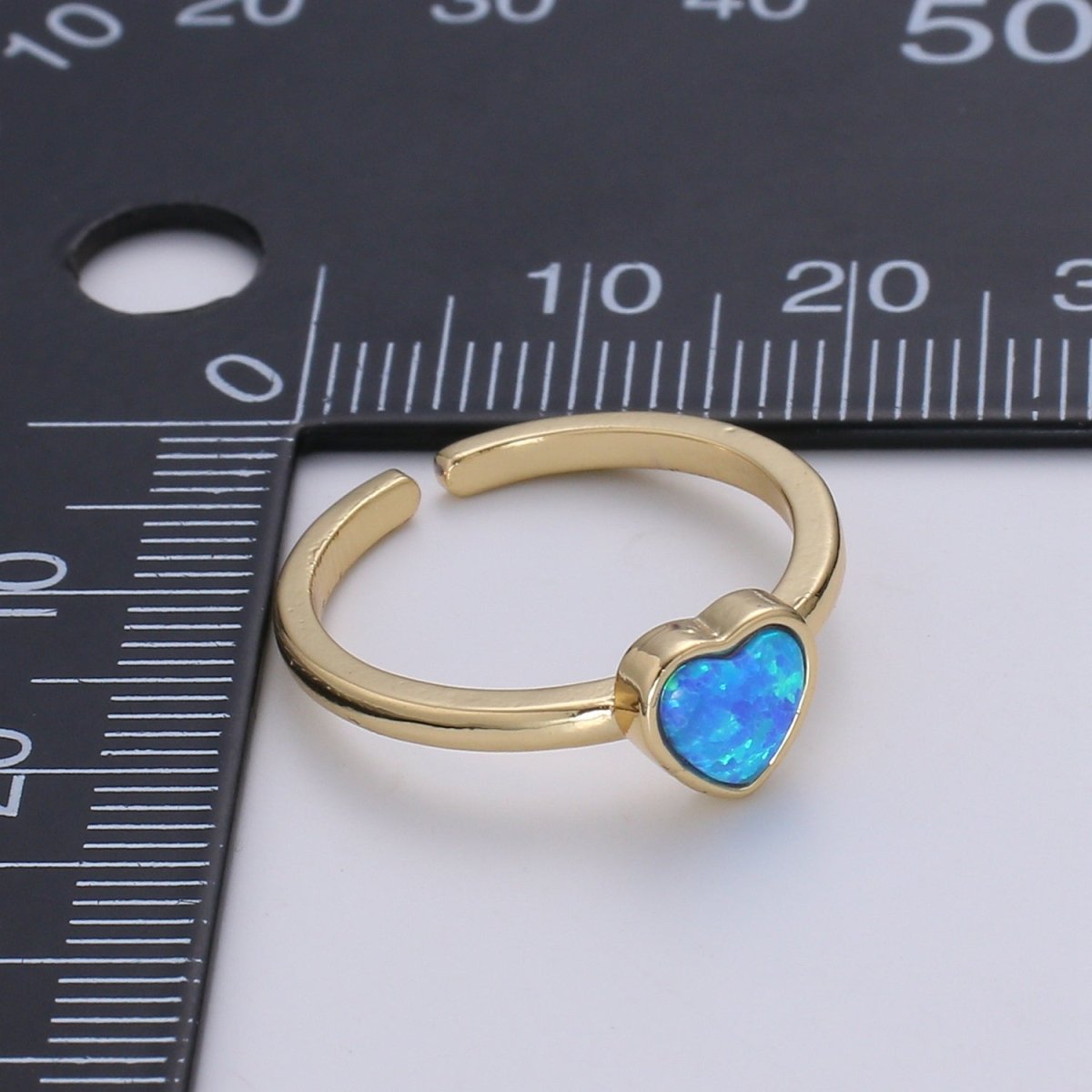 1pc 24K Gold Opal Ring, Love Opal Open Adjustable Ring, Solitaire White Opal Lab Heart Design Band Jewelry R528 R529 - DLUXCA