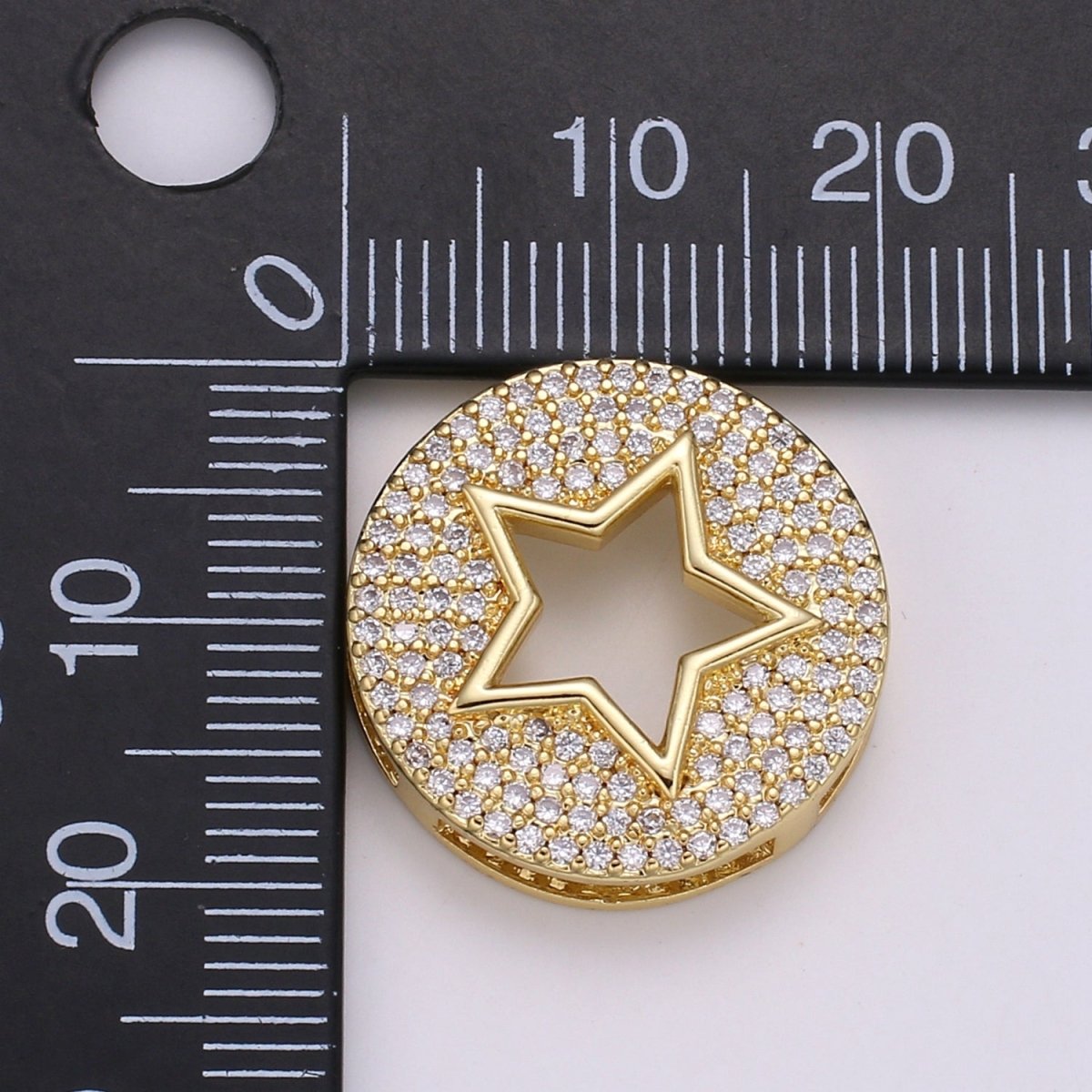 1pc 24K Gold Star Spacer Beads, for DIY Orion Beads Pave Charm Bracelet Bead Size 19.9x4.6mm Hole 3.5mm B400 - DLUXCA