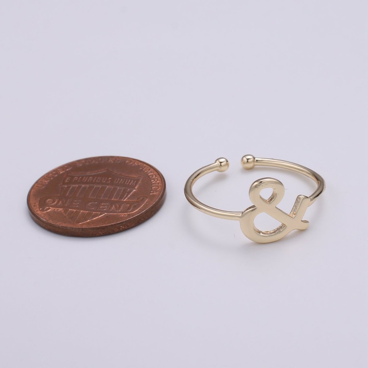 1pc Ampersand 18k Gold Ring, "And" symbol Adjustable Gold Curb Ring, Simple Ring, "Et" Ring- 254 - DLUXCA