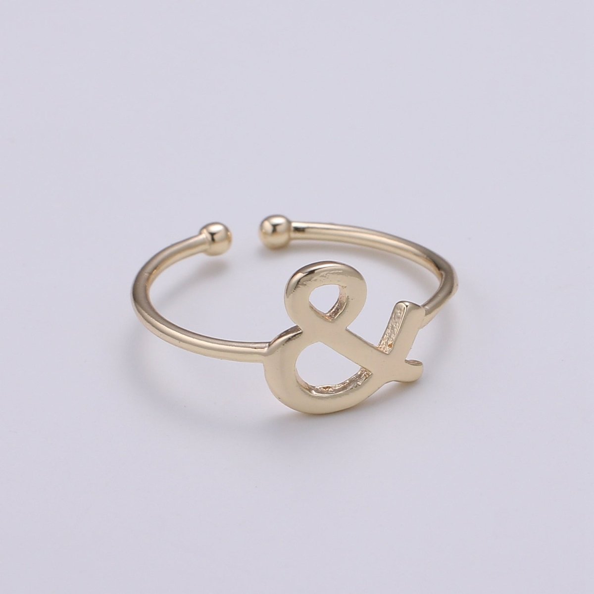 1pc Ampersand 18k Gold Ring, "And" symbol Adjustable Gold Curb Ring, Simple Ring, "Et" Ring- 254 - DLUXCA