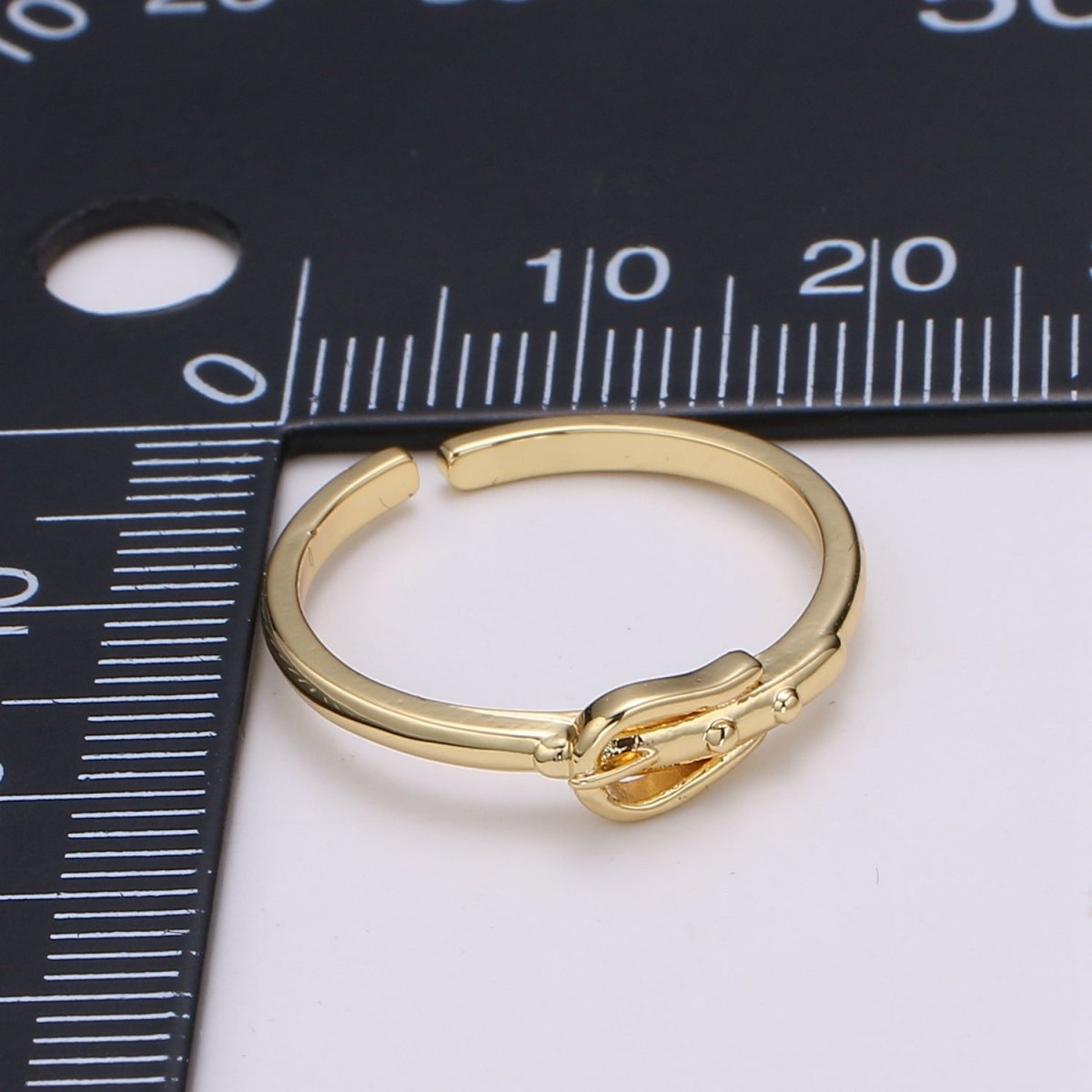 1pc Buckle Up 24K Gold Ring, Buckle Adjustable Gold Curb Ring, Simple Gold Ring, Belt Ring- R441 - DLUXCA