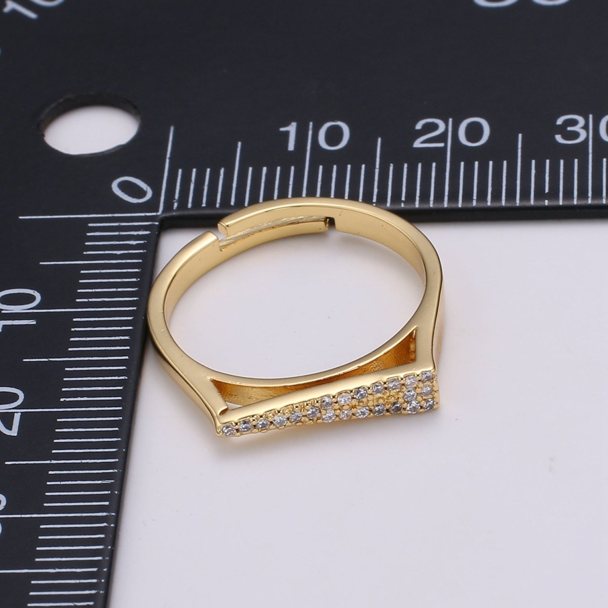 1pc Clear CZ Love Gold Ring, Dart Cubic Adjustable Gold Curb Ring, Simple Ring, Clear Cubic Zirconia Ring,Ring-350 - DLUXCA