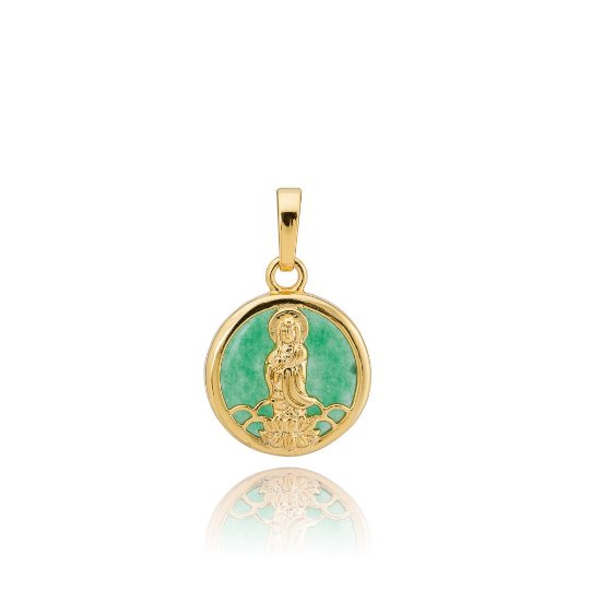 1pc Elegant Emerald Green Jade Buddha God Deity Buddhism Buddhist Religious Dainty Necklace Pendant Charm Bails Findings for Jewelry Making O-216 - DLUXCA