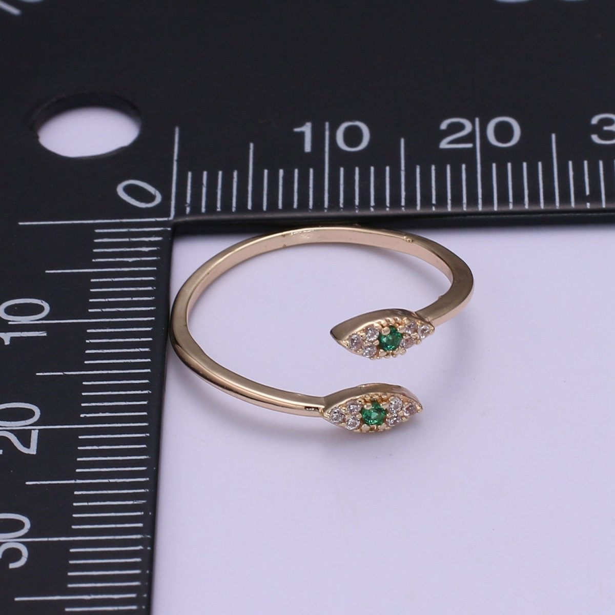1pc End-to-end Crystal Eye on Golden Circle Ring CZ Gold Filled Geometric Casual Ring Jewelry O-954 - DLUXCA