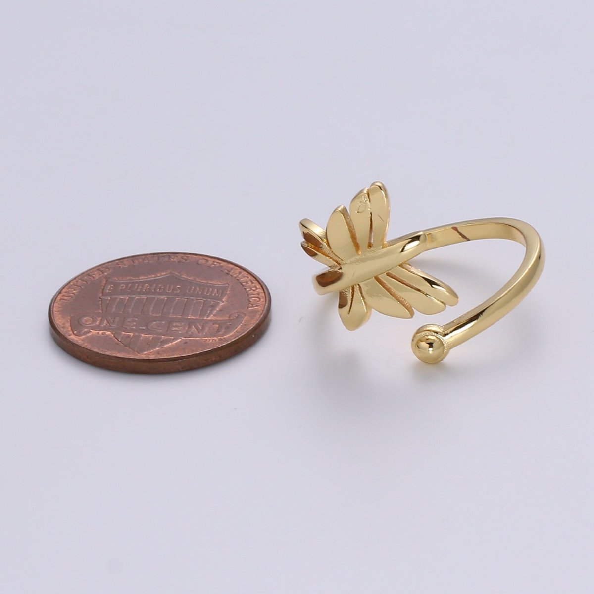 1pc Flying Butterfly 24K Ring, Adjustable Gold Curb Ring, Simple Mariposa Ring, Garden lover Ring, Bow Ring R530 - DLUXCA