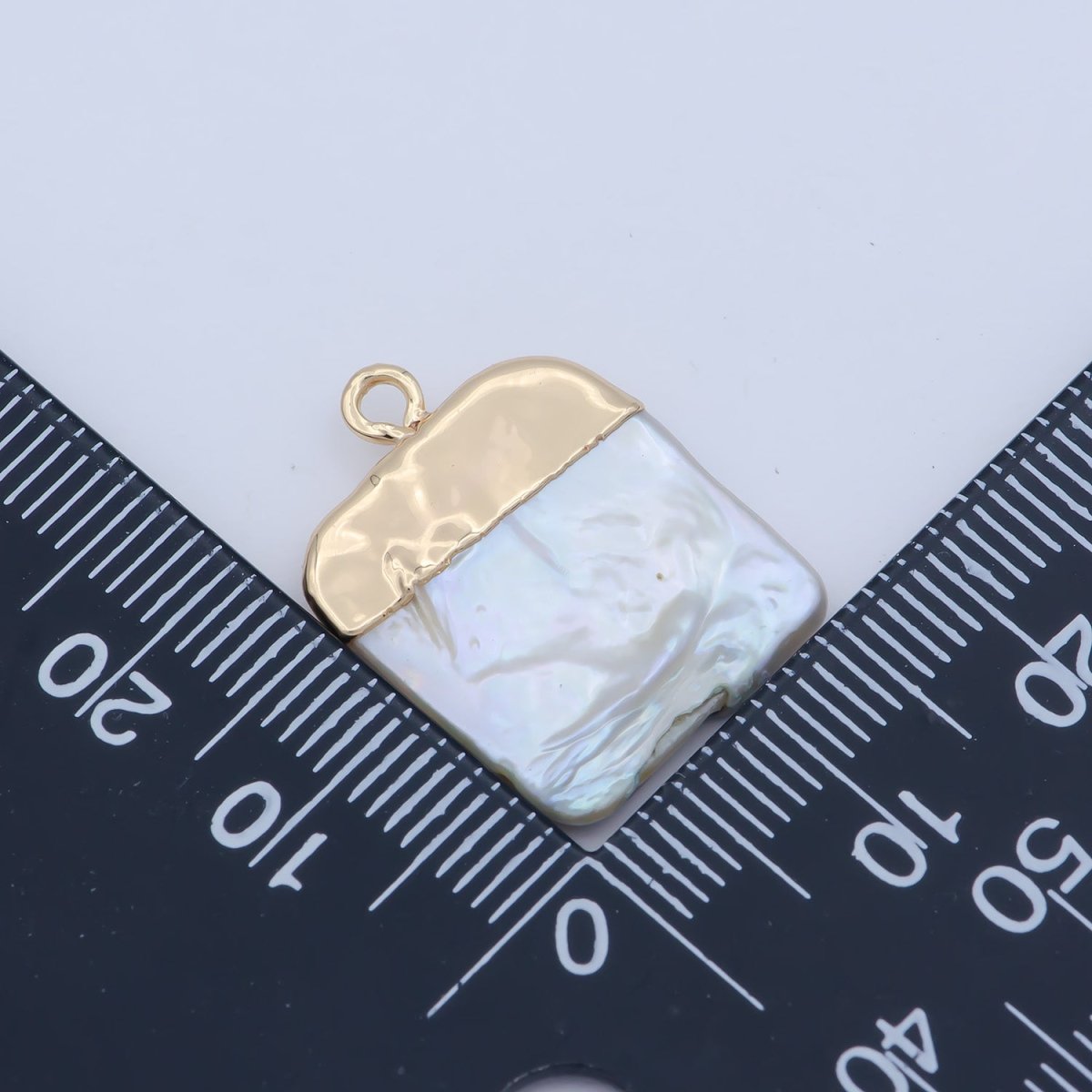 1pc Freeform Square Shape Baroque Pearl Charm with18k Light Gold Plated Edge for Necklace Anklet Bracelet Earring Charm Supplies 22mmx15mm P-1807 - DLUXCA