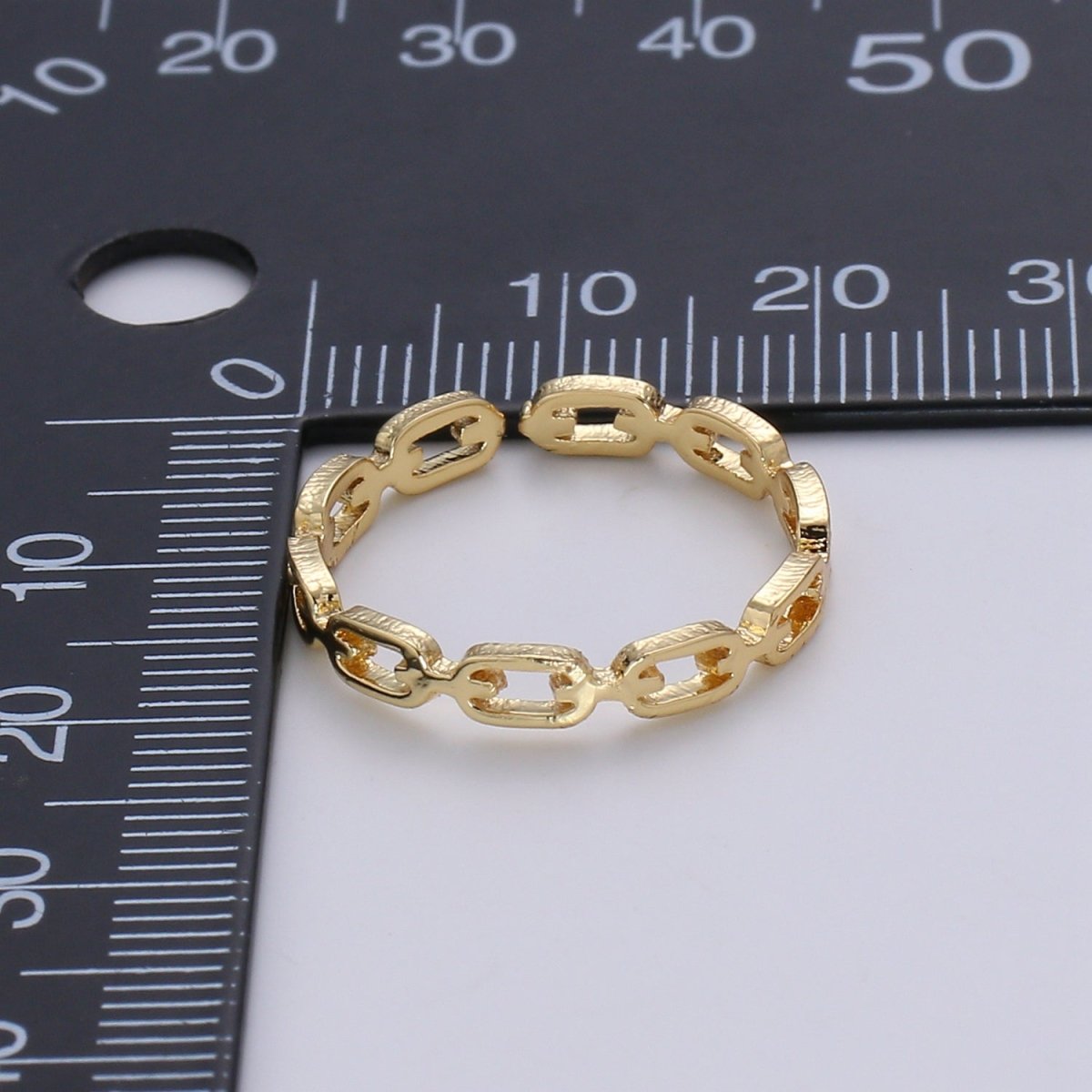 1pc Frienship Link Chain Gold Ring, Adjustable Gold Curb Ring, Link O Ring, Shiny Rolo Strand Ring for DIY Jewelry R-526 - DLUXCA