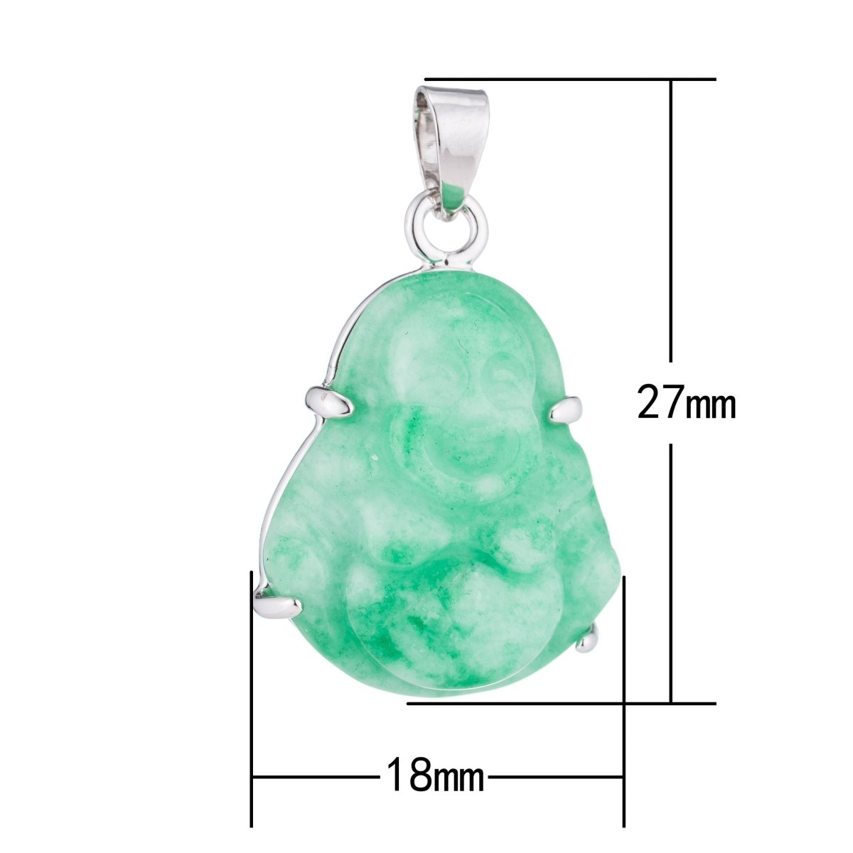 1pc Genuine Green Jade, Authentic, Laughing Buddha, Gemstone Buddhism Deity Religious Bracelet Charm Bead Finding Pendant For Jewelry Making O-091 - DLUXCA