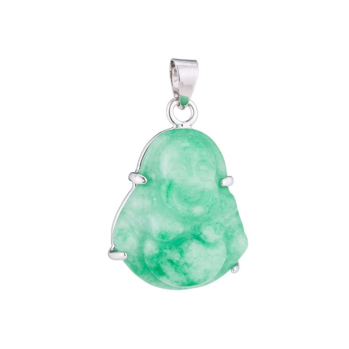 1pc Genuine Green Jade, Authentic, Laughing Buddha, Gemstone Buddhism Deity Religious Bracelet Charm Bead Finding Pendant For Jewelry Making O-091 - DLUXCA