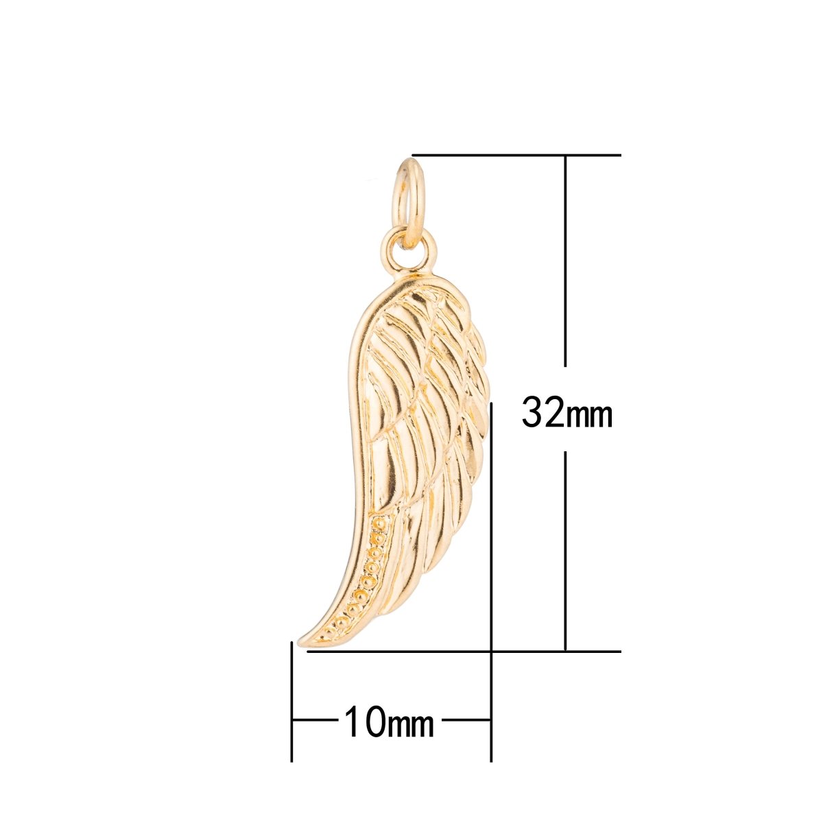 1pc Gold Angel's Wing, Golden Angel, Feather, Bird, Animal, Heavenly DIY Craft Necklace Pendant Charm Bead Bails Findings for Jewelry Making C-186 - DLUXCA