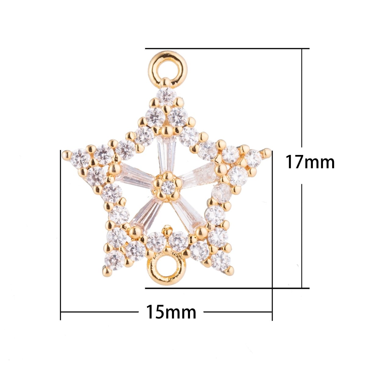 1pc Gold Cute Star, Celestial, Dreamy Gift, Women, Cubic Zirconia Bracelet Connector Charm, Necklace Pendant, Findings for Jewelry Making - DLUXCA