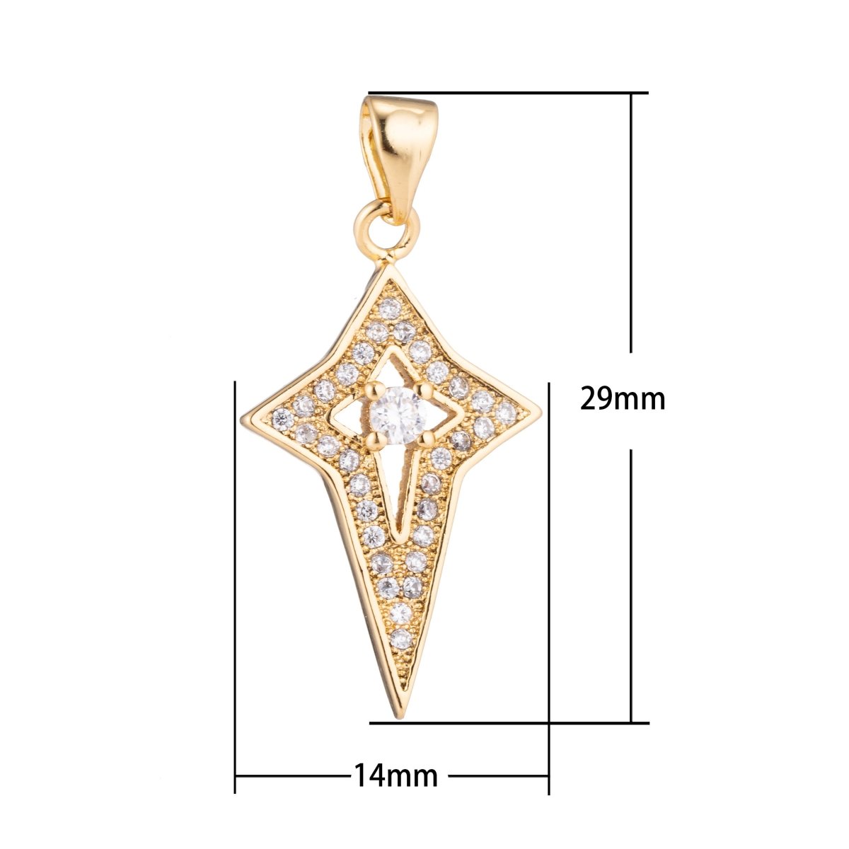 1pc Gold Cute Star, Twinkle, Starry, Dream, North Star DIY Cubic Zirconia Necklace Pendant Charm Bead Bails Findings for Jewelry Making CL-H198 - DLUXCA