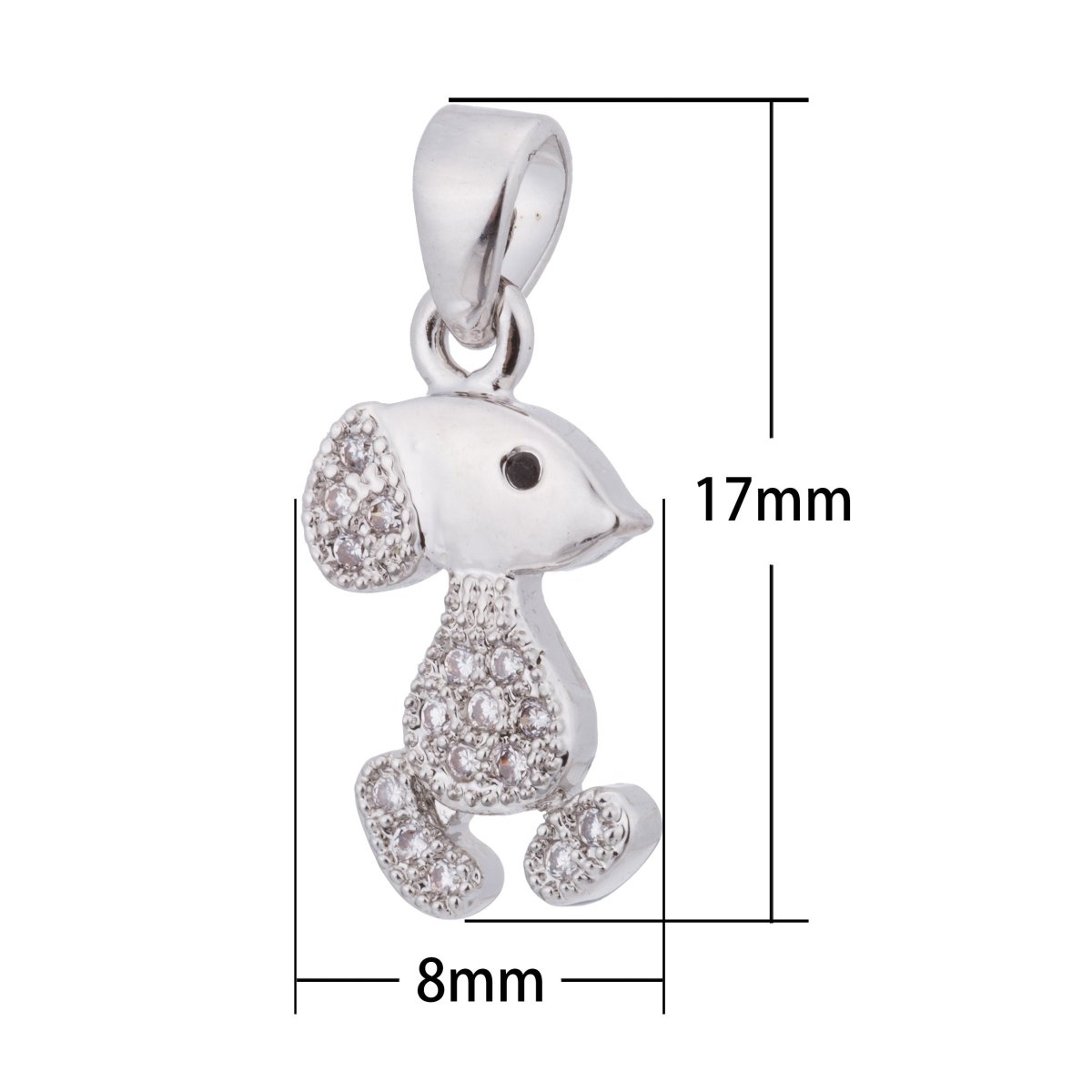 1pc Gold Fill Dainty Mini Peanuts Snoopy, Cute Dog, Puppy, Charlie Brown Animal Cartoon Cubic Zirconia Necklace Pendant Bails Findings for Jewelry Making, CL-H086 - DLUXCA