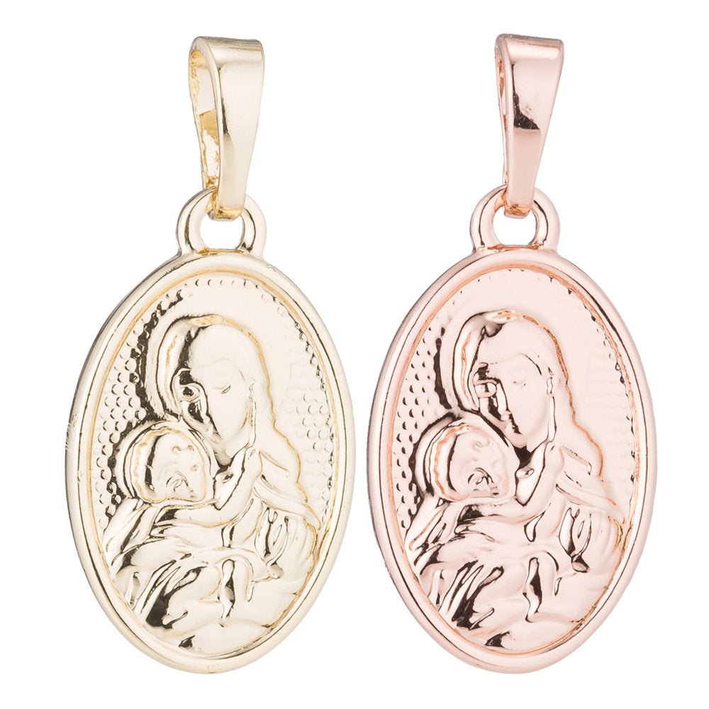 1pc Gold Fill Gold / Rose Gold Virgin Mary, Jesus, Mother, Baby, Motherhood, Necklace Pendant Charm Bead Bails Findings for Jewelry Making, CL-H-29 - DLUXCA