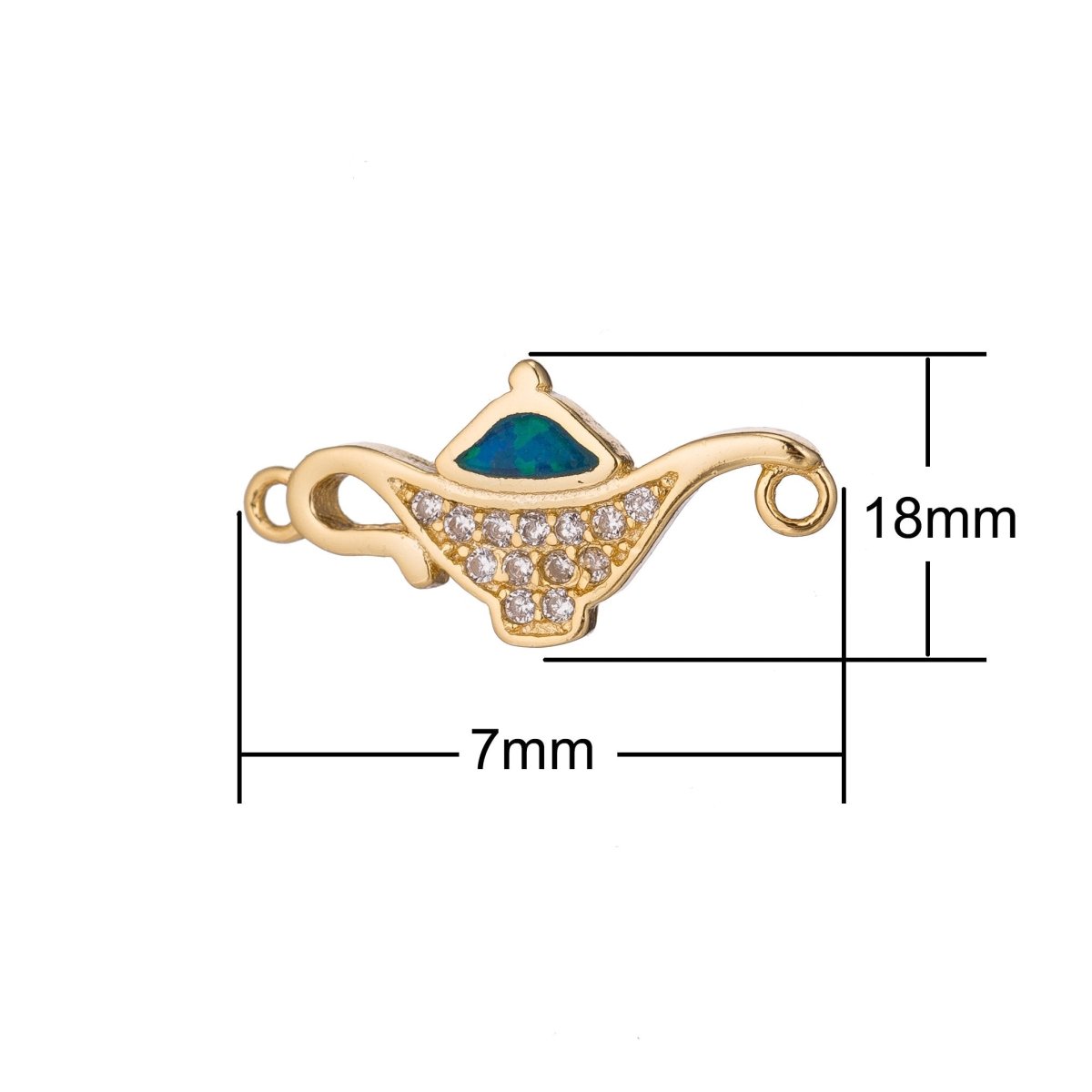 1pc Gold Filled Aladdin's Genie in a Bottle Connector, Spirit, DIY Cubic Zirconia Bracelet Charm Bead Finding Connector For Jewelry Making, COGF-86/F-78 - DLUXCA