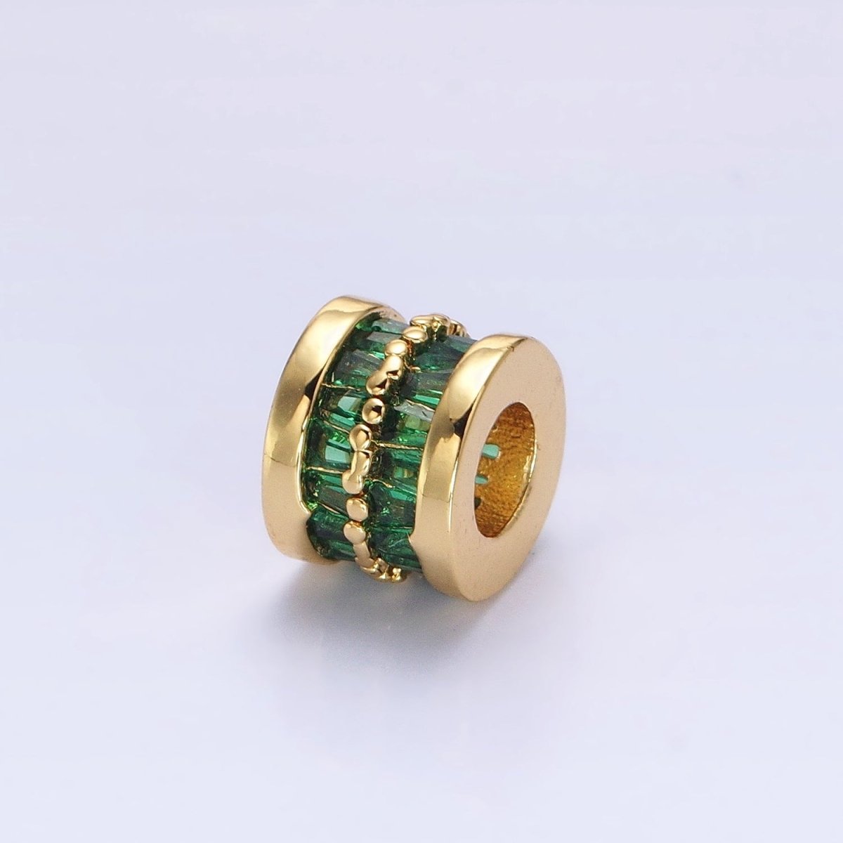 2024年春の Large CZ Beads, Cylinder Filled Gold 1pc Hole Drum Cylinder 小物入れ