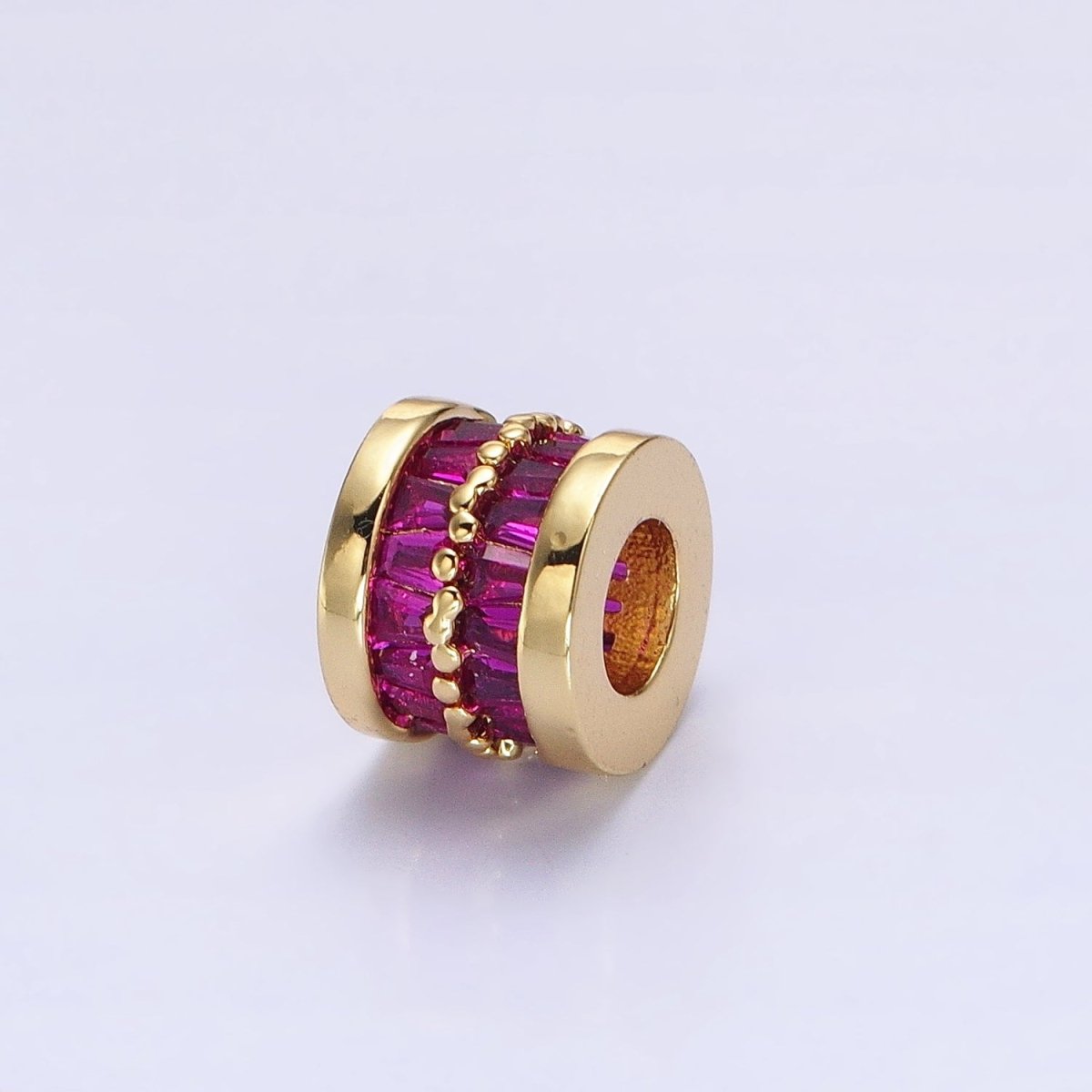 1pc Gold Filled Cylinder Beads, CZ Large Hole Cylinder Drum