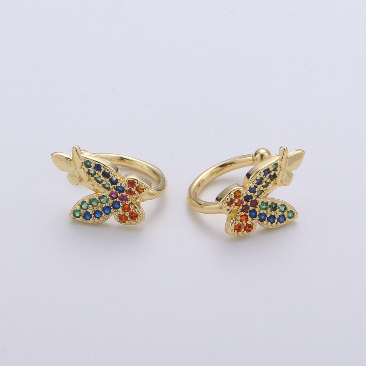 1pc Gold Filled Gorgeous Butterfly Ear Cuff Rainbow Butterflies Earring Micro Pave CZ Cubic Zirconia Wrap Earring gift for Christmas AI-101 - DLUXCA