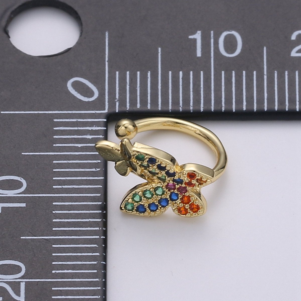 1pc Gold Filled Gorgeous Butterfly Ear Cuff Rainbow Butterflies Earring Micro Pave CZ Cubic Zirconia Wrap Earring gift for Christmas AI-101 - DLUXCA