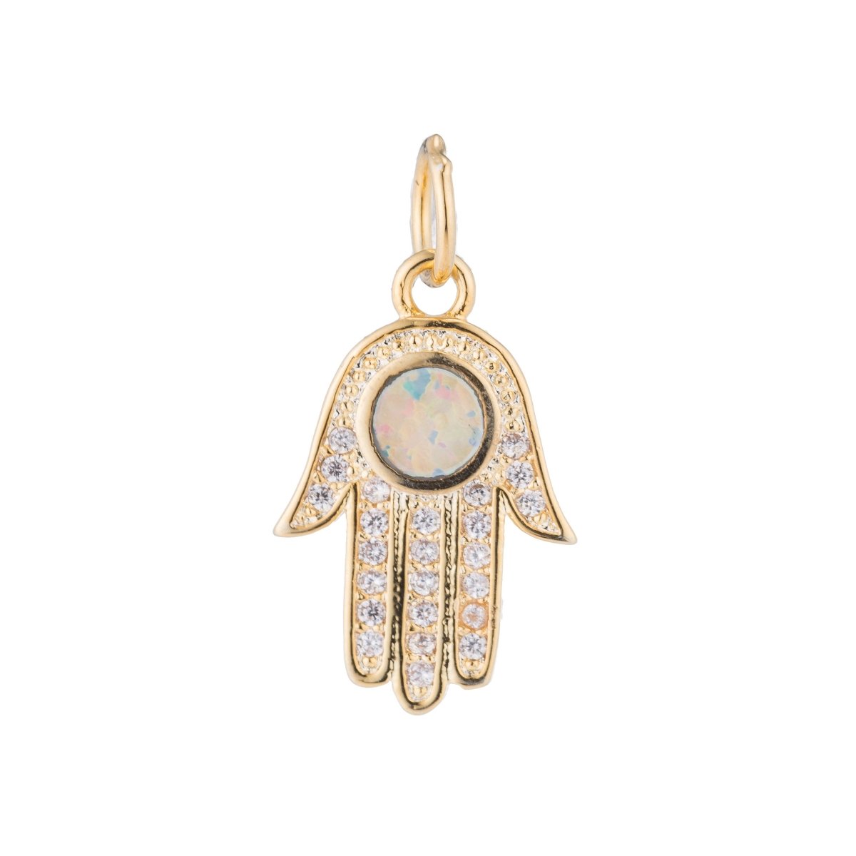 1pc Gold Filled Hamsa Hand, Opal, Evil Eye, Healthy Protection Zen Cubic Zirconia Bracelet Charm Bead Necklace Pendant for Jewelry Making E-281 - DLUXCA