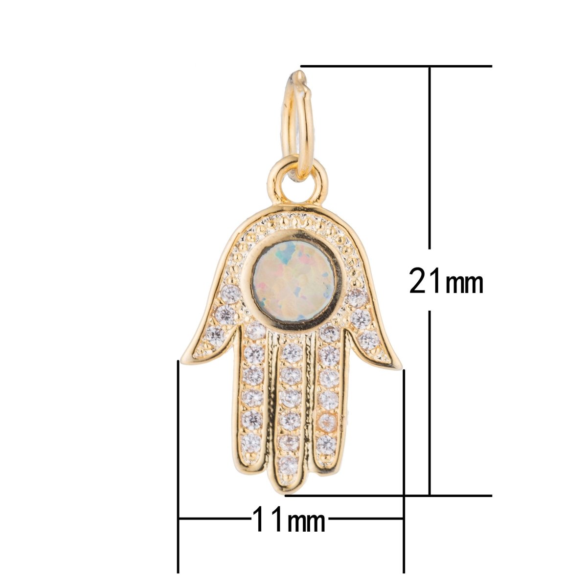 1pc Gold Filled Hamsa Hand, Opal, Evil Eye, Healthy Protection Zen Cubic Zirconia Bracelet Charm Bead Necklace Pendant for Jewelry Making E-281 - DLUXCA