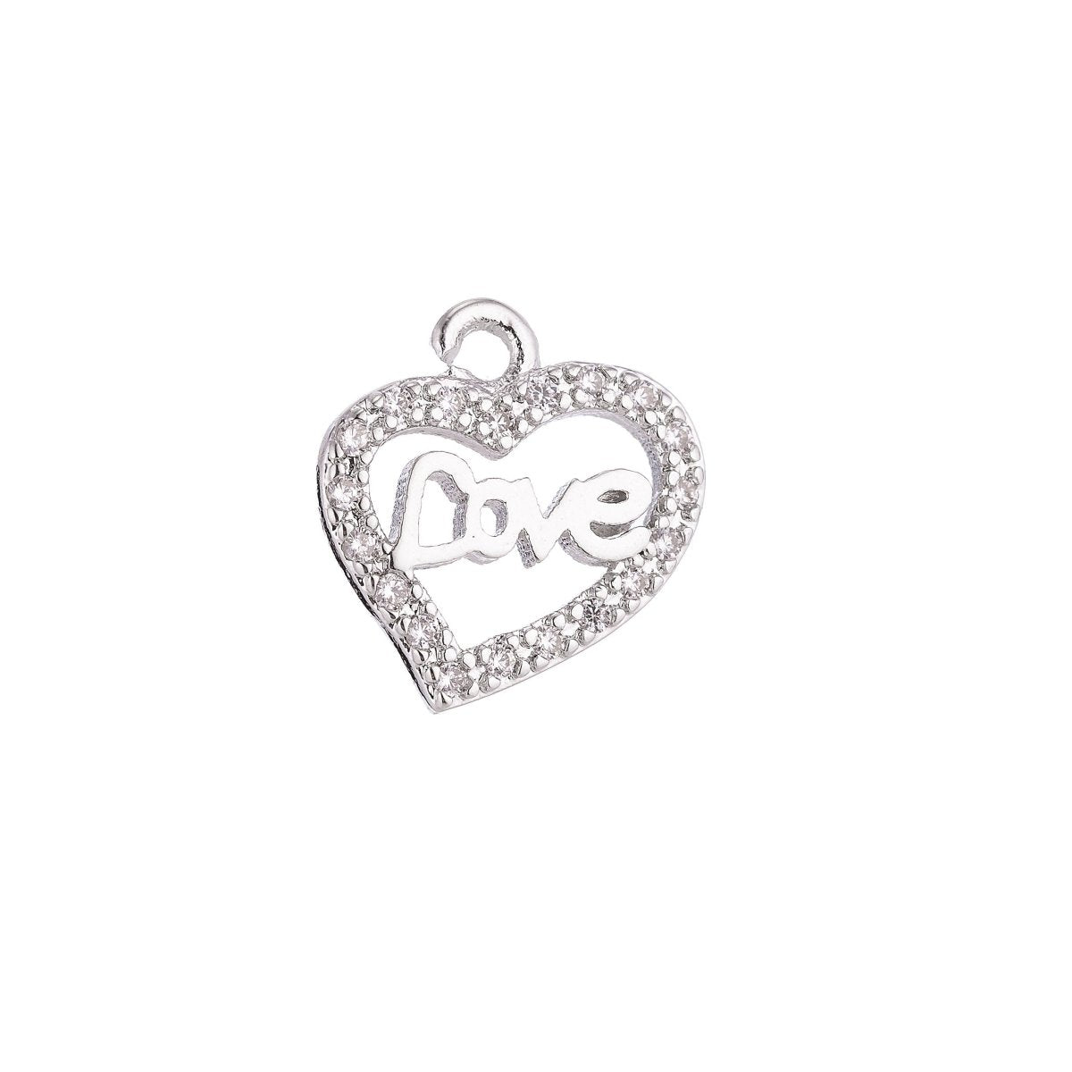 1pc Gold filled Heart Love Valentine Gift Cubic Zirconia Necklace Pendant Charm Bead Bails Findings for Jewelry Making C-127 - DLUXCA