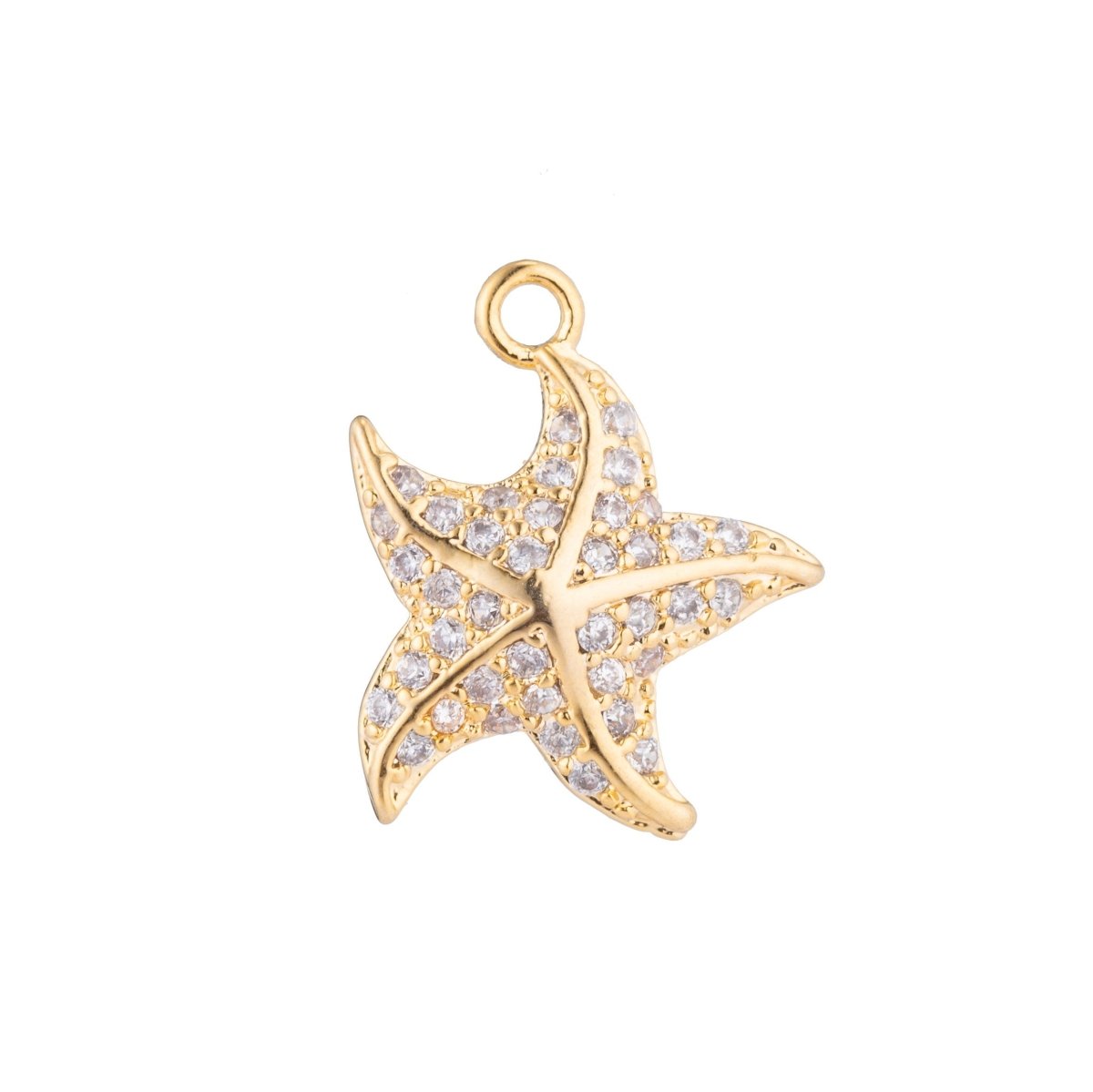 1pc Gold Filled Playful Star Fish, Under the Sea, Disney Alive, Cubic Zirconia Bracelet Charm, Necklace Pendant, Findings for Jewelry Making C-207 - DLUXCA