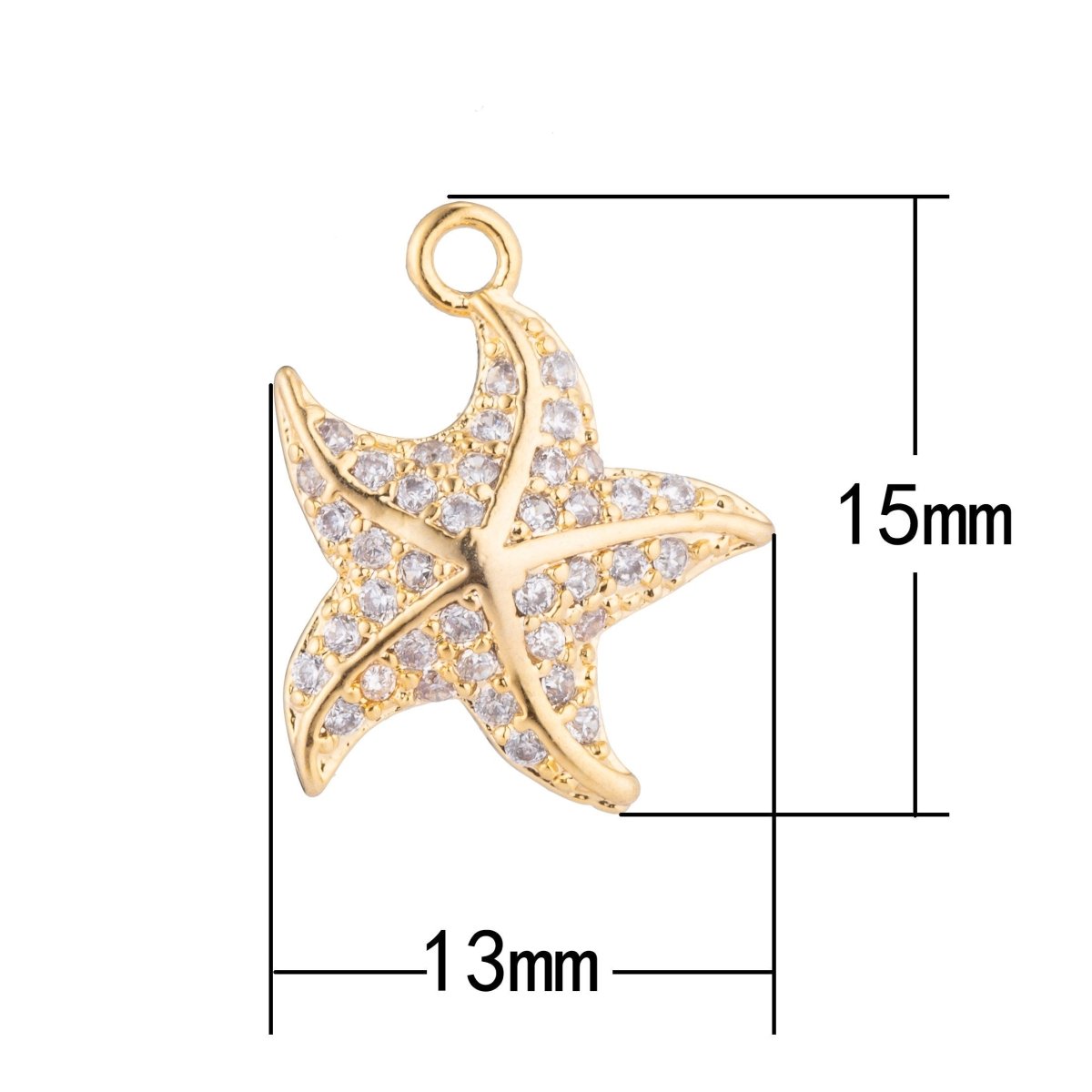 1pc Gold Filled Playful Star Fish, Under the Sea, Disney Alive, Cubic Zirconia Bracelet Charm, Necklace Pendant, Findings for Jewelry Making C-207 - DLUXCA