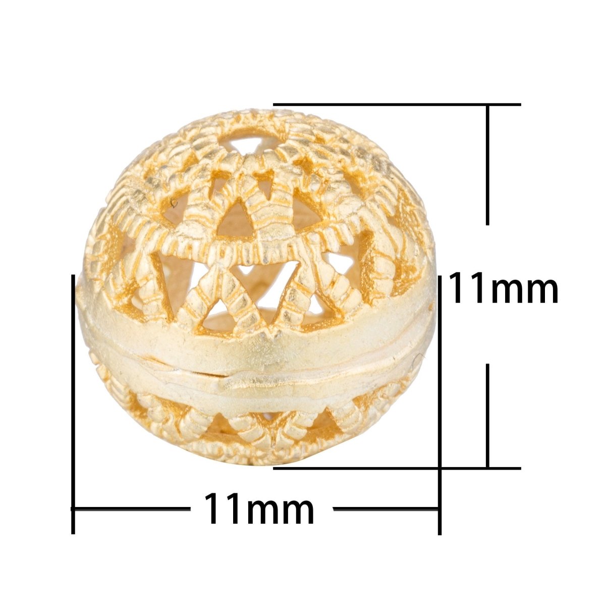 1pc Gold Filled Spacer, Round, Ball Shaped, Intricate, Dome, Weaved, Ladies Women Bracelet Charm Bead Finding Connector For Jewelry Making - DLUXCA