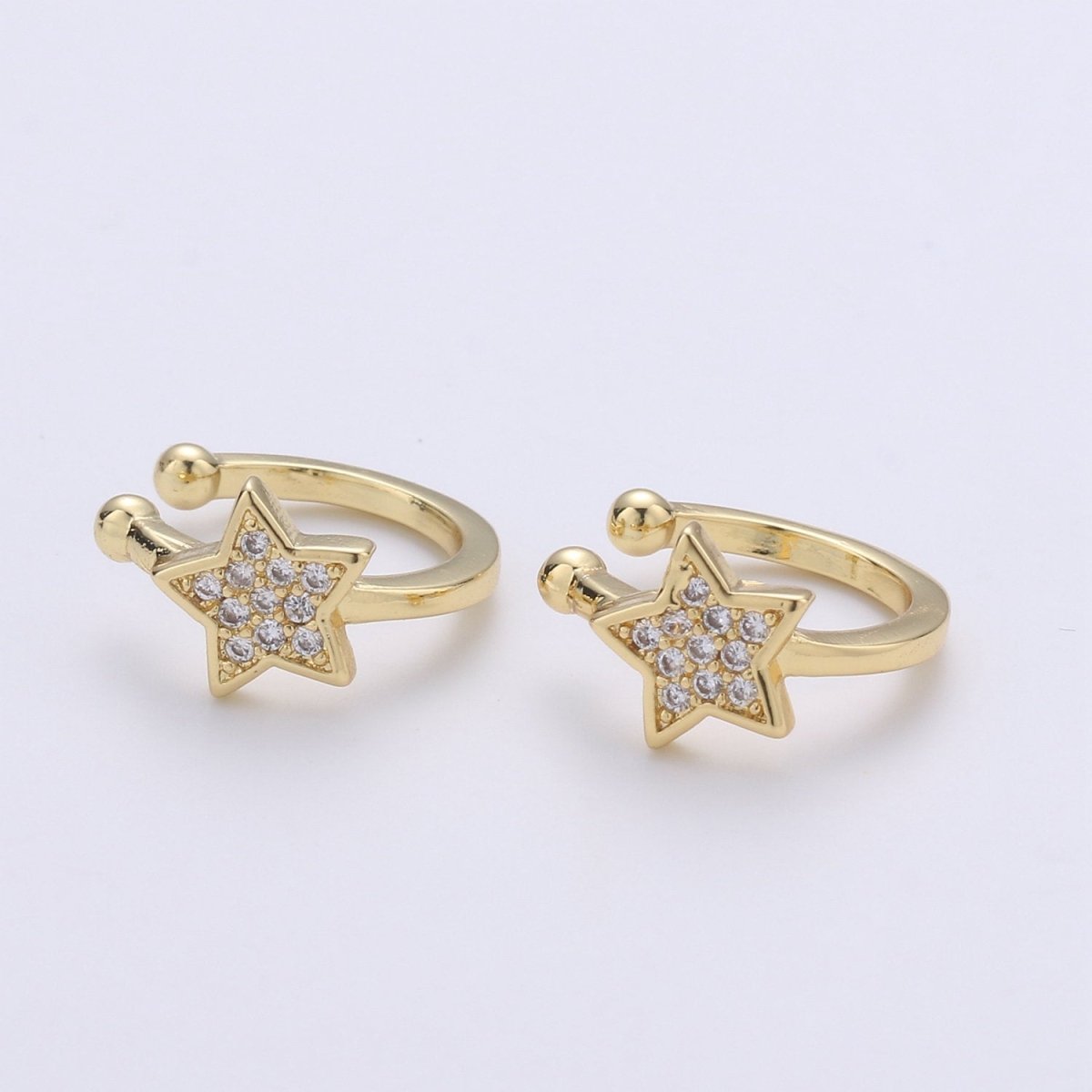 1pc Gold Filled Star Earring Ear Cuff Micro Pave CZ Cubic Zirconia Celestial Earrings Supply for Jewelry Making AI-099 - DLUXCA