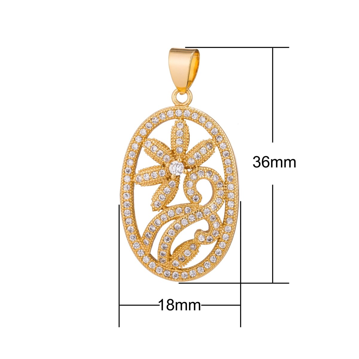 1pc Gold Flower Garden, Nature Lover, Plant, Gift for Her, DIY Cubic Zirconia Necklace Pendant Charm Bead Bails Findings for Jewelry Making - DLUXCA