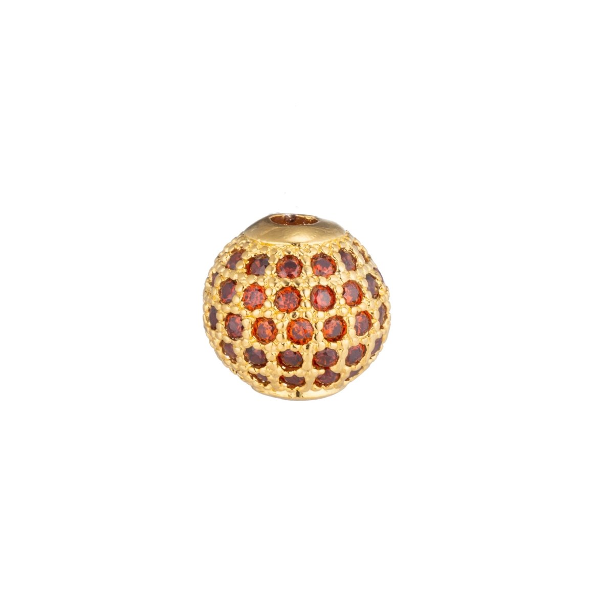 1pc Gold Red Spacer, Ball Bead, Bead Making, DIY Gift, Crystal Cubic Zirconia Bracelet Charm, Necklace Pendant, Findings for Jewelry Making - DLUXCA