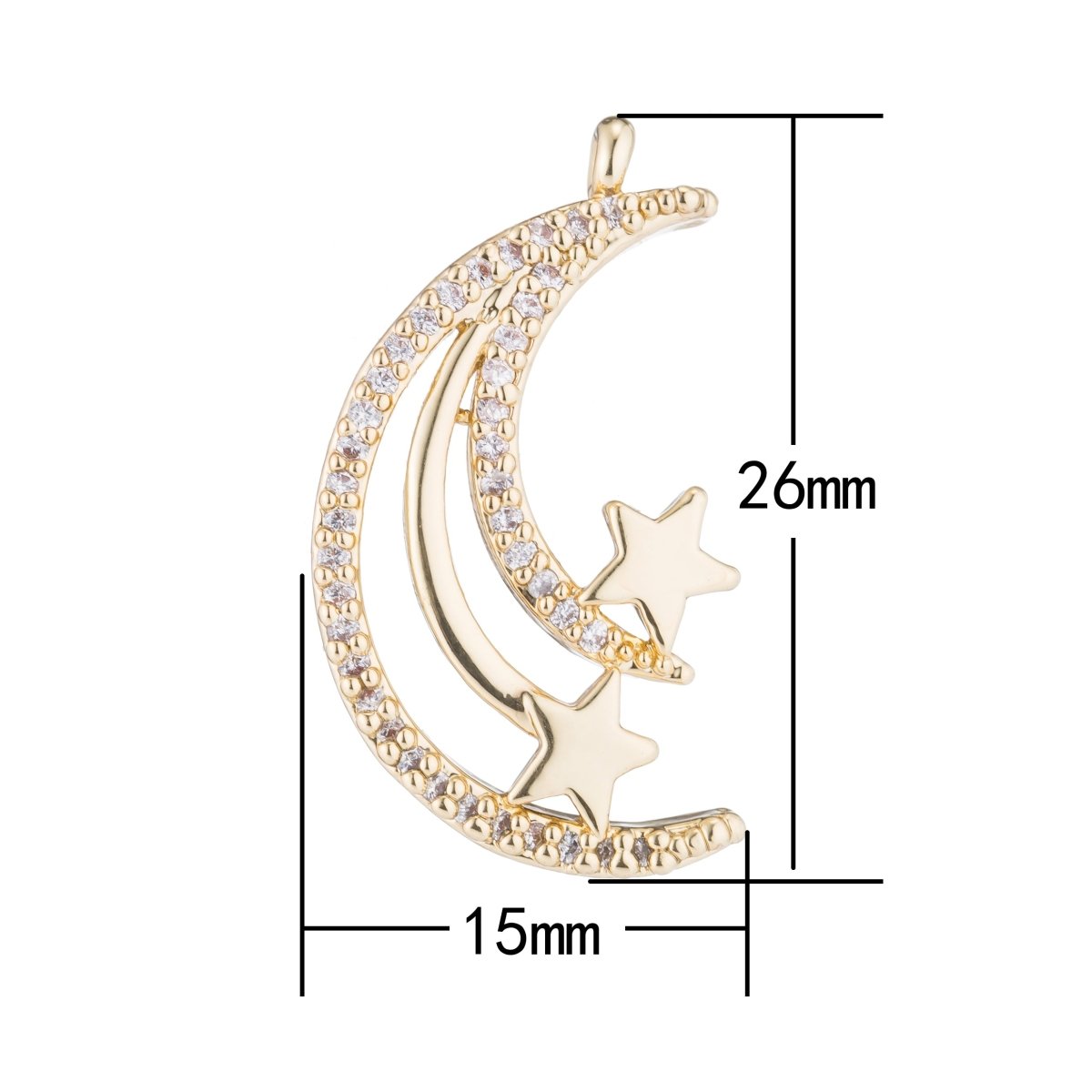 1pc Gold / Silver Shooting Star Shine Bright Wish Starry Night Cubic Zirconia Bracelet Necklace Pendant Charm Bead Bails Finding for Jewelry MakingC-196 - DLUXCA