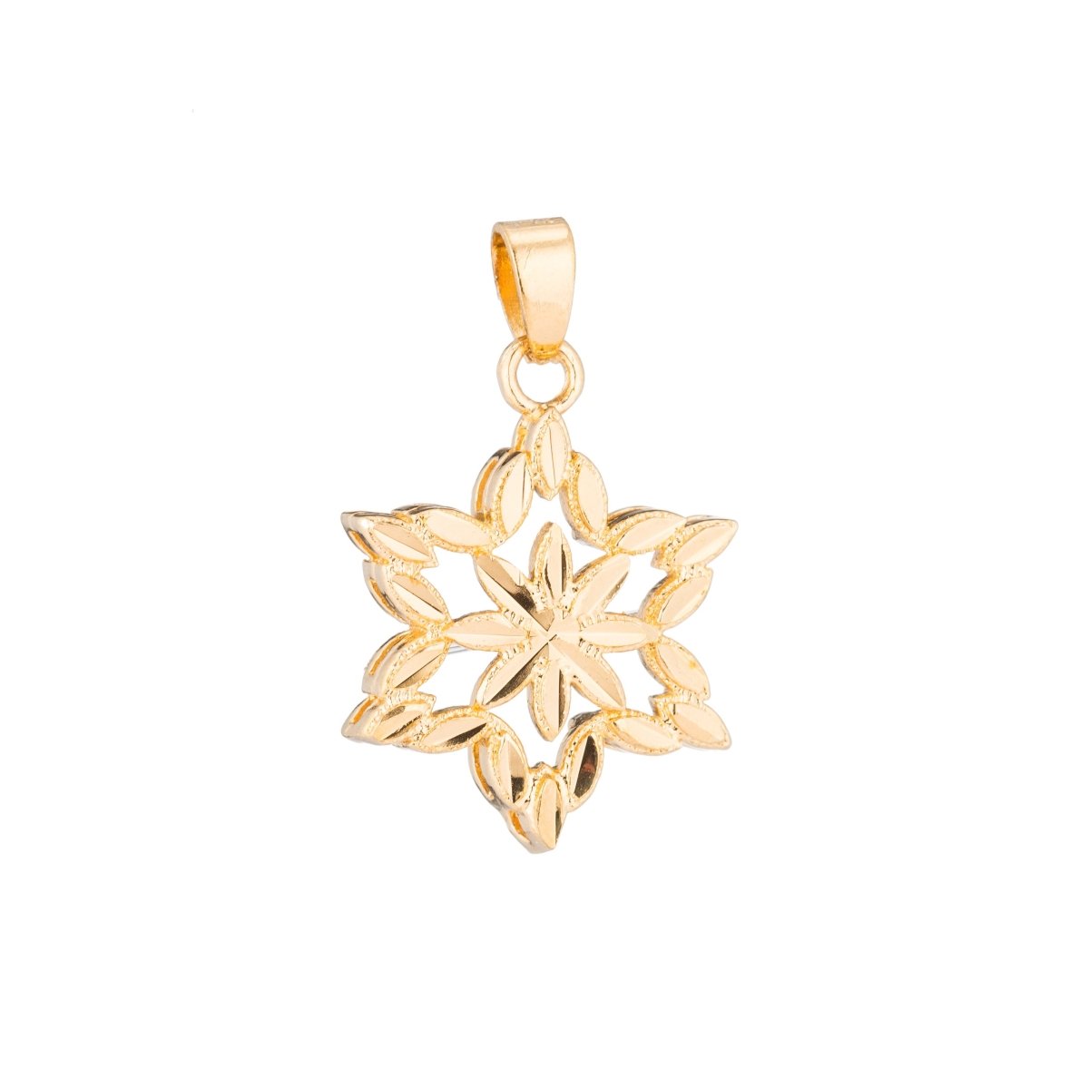 1pc Gold Snowflake, Frozen, Star, Bright, Shine, Wish, Wreath Tree Necklace Pendant Bracelet Charm Bead Bails Findings for Jewelry Making, H167 - DLUXCA
