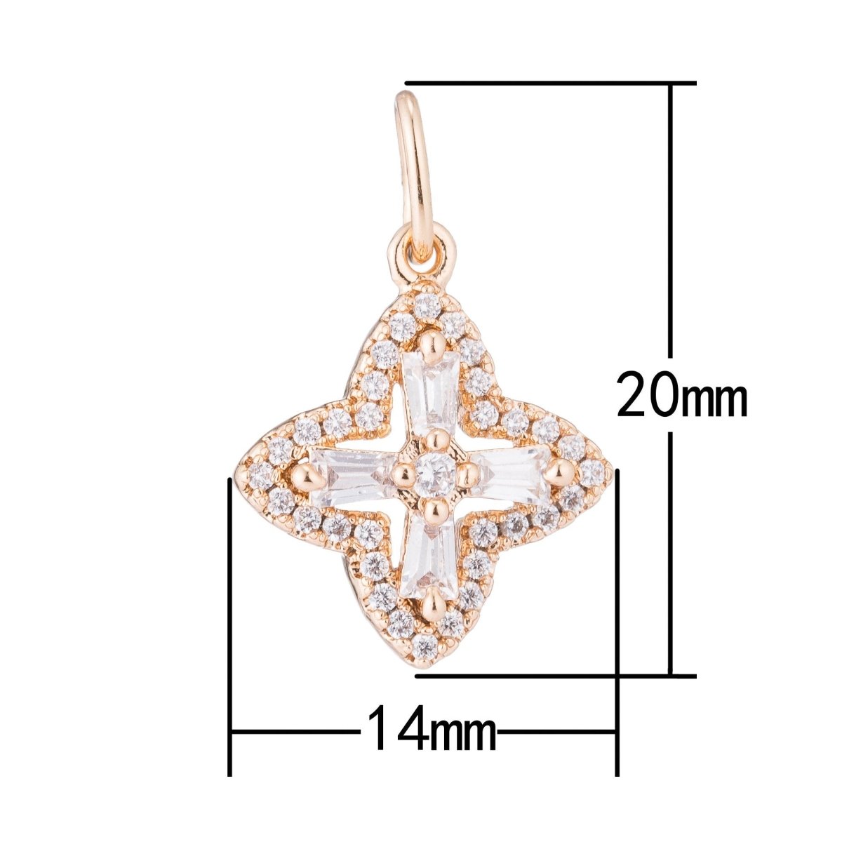1pc Gold Star, Cross, Starry, Celestial, Dream, Bright, Shine, Cubic Zirconia Necklace Pendant Charm Bead Bails Findings for Jewelry Making C-117 - DLUXCA