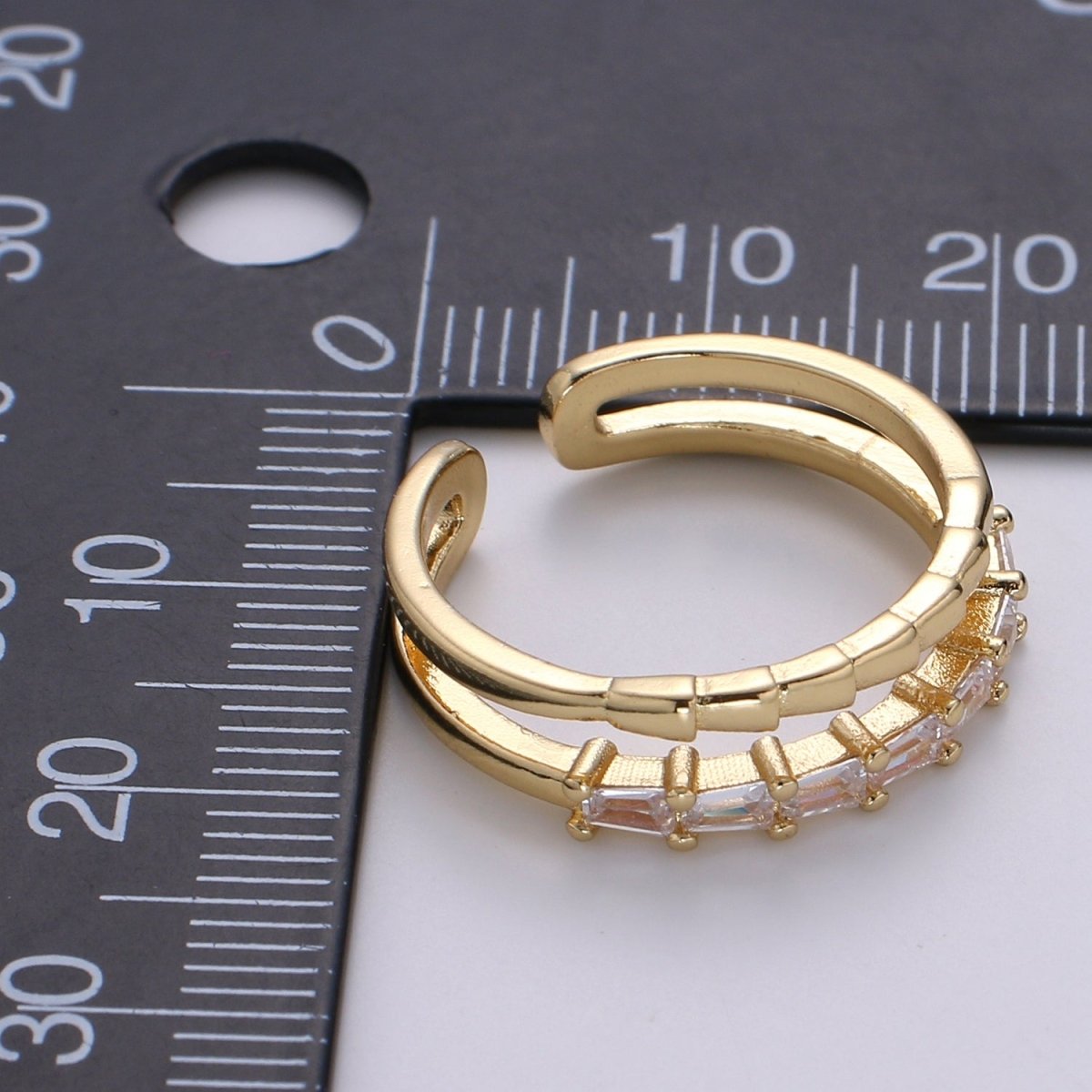 1pc Golden Two Circle Layers Ring CZ Crystal Geometric Daily Wear Ring Accessories/Jewelry O-953 - DLUXCA