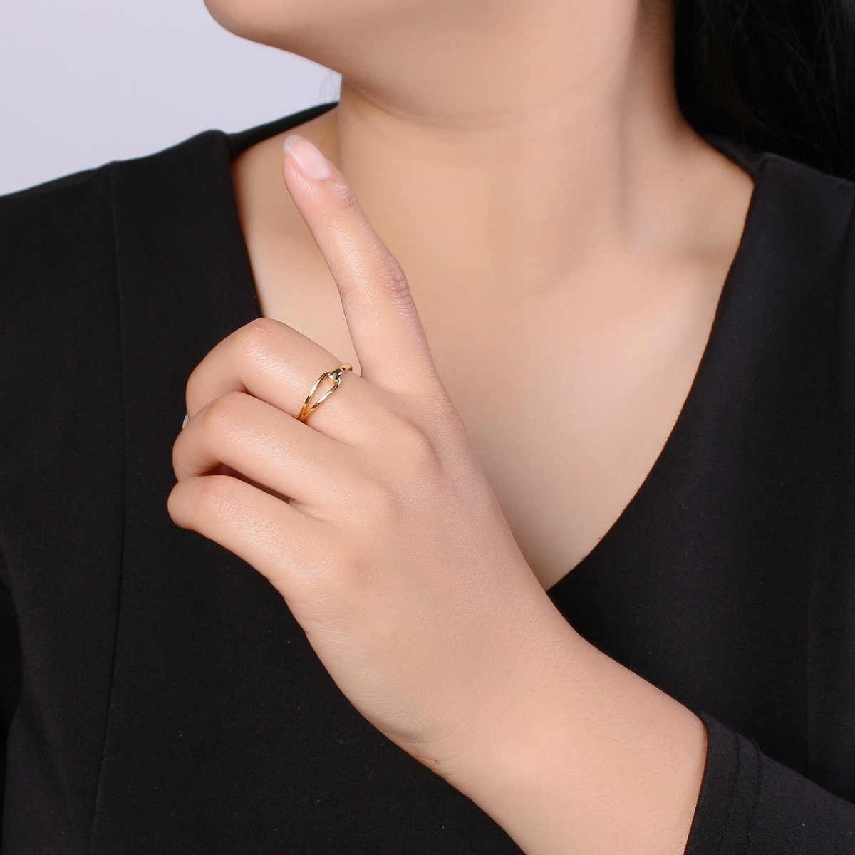 1pc Hold Me Tight Gold Ring, Adjustable Gold Curb Ring, Simple Hook Ring, Grasp Ring R534 - DLUXCA