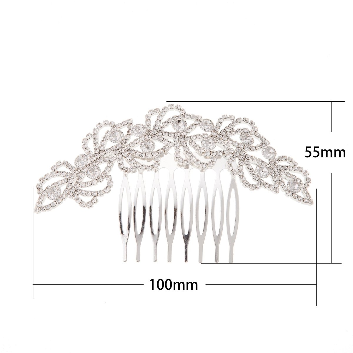 1pc Silver Bridal Hair Comb, Austria Crystal Boho Headpiece, Floral Bride Adornment - DLUXCA