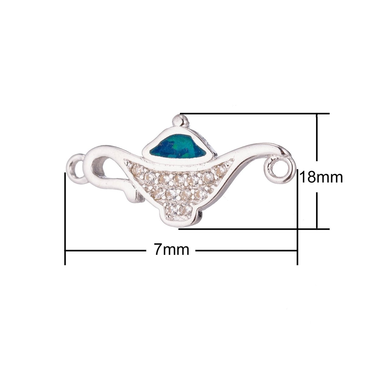 1pc Silver Genie in a Bottle, Aladdin, Disney Lover, Spirit, DIY Cubic Zirconia Bracelet Charm Bead Finding Connector For Jewelry Making, COGF-86/F-78 - DLUXCA