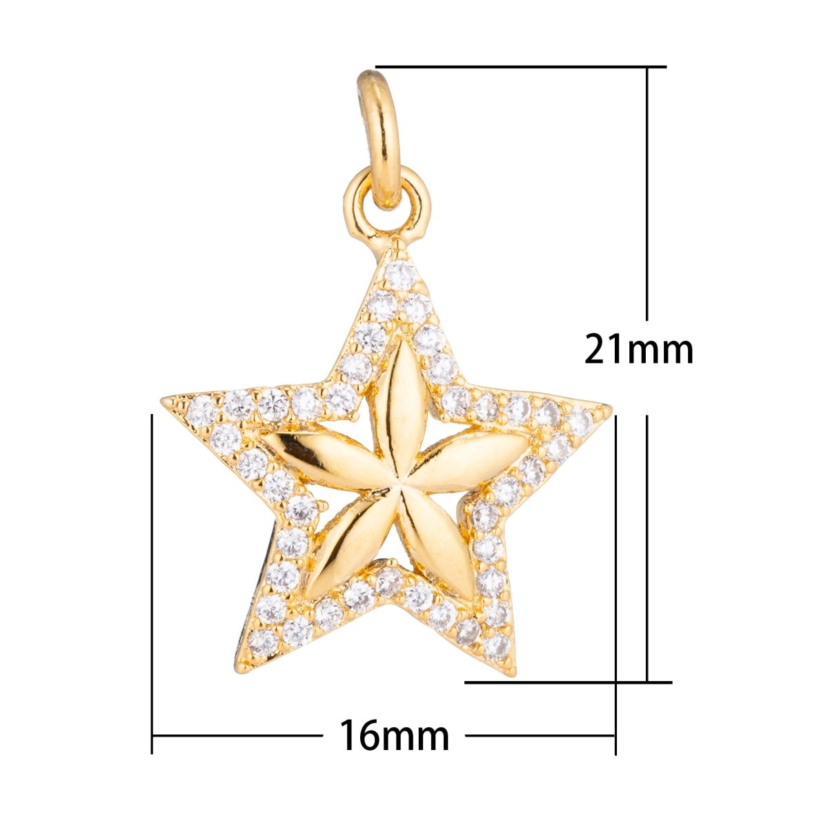 1pc Silver / Gold Filled Bright Star, Shiny Starry Night, Gorgeous Cubic Zirconia Bracelet Charm, Necklace Pendant, Findings for Jewelry Making, CL-C205 - DLUXCA